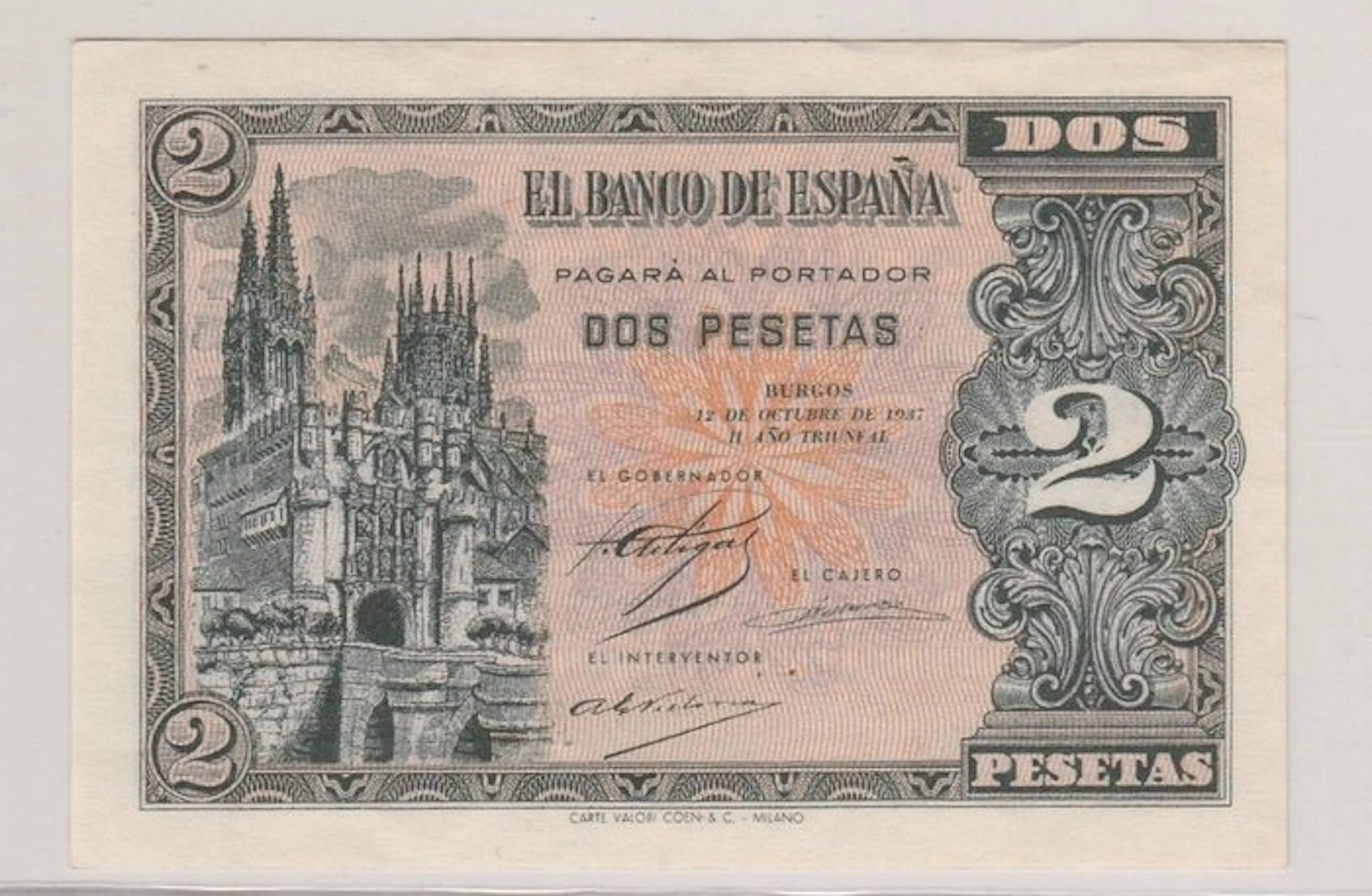Spain. - 2 Pesetas - 1937 - Pick 105a (No reserve price)
