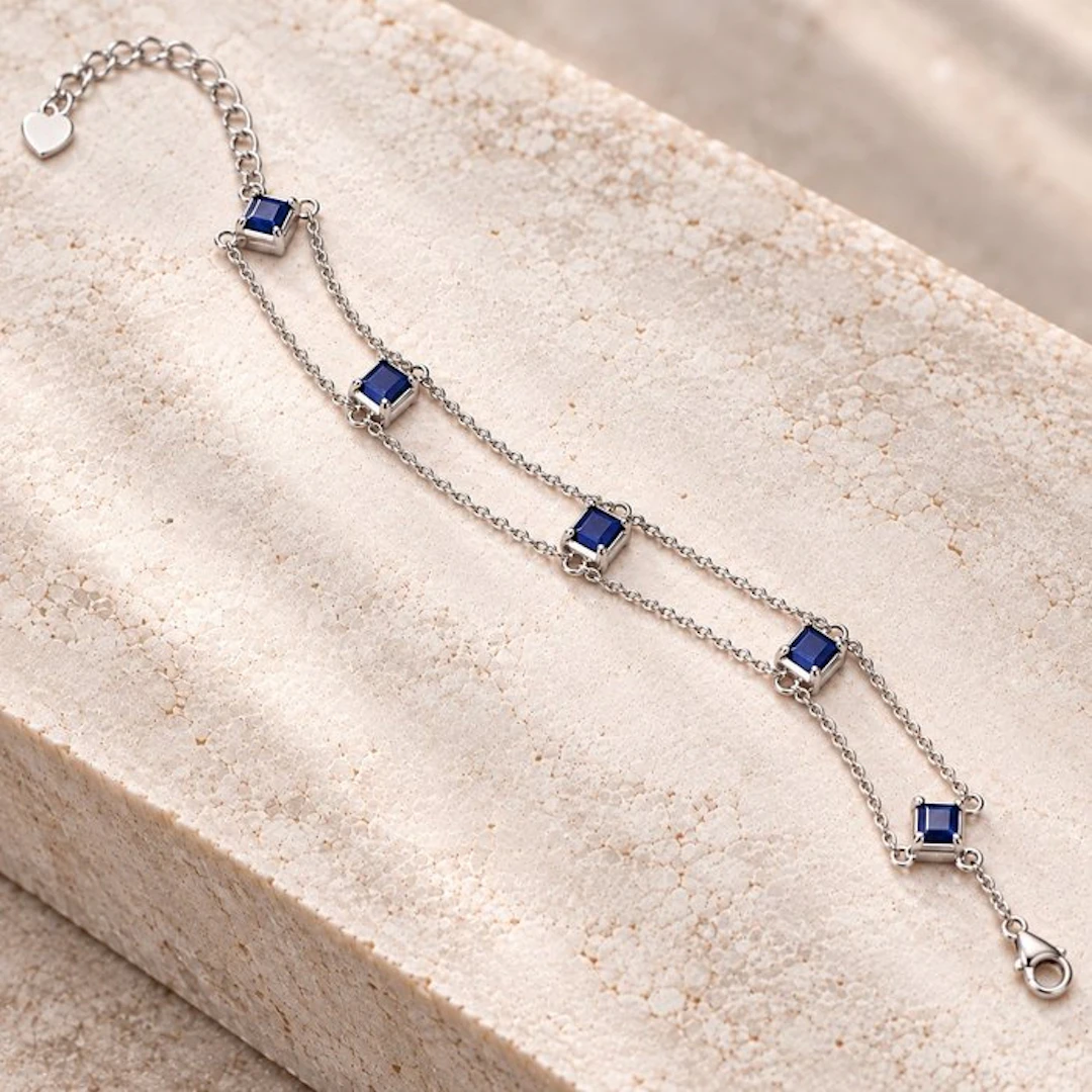 No reserve price - Bracelet Silver - Sapphire - Certified