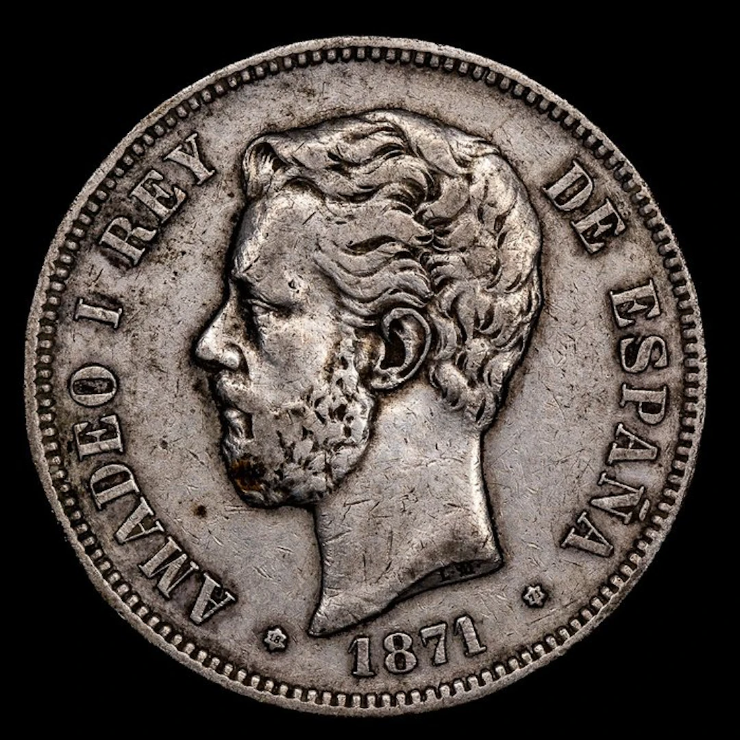 Spain. Amadeo I. 5 Pesetas 1871*71 SDM (No reserve price)