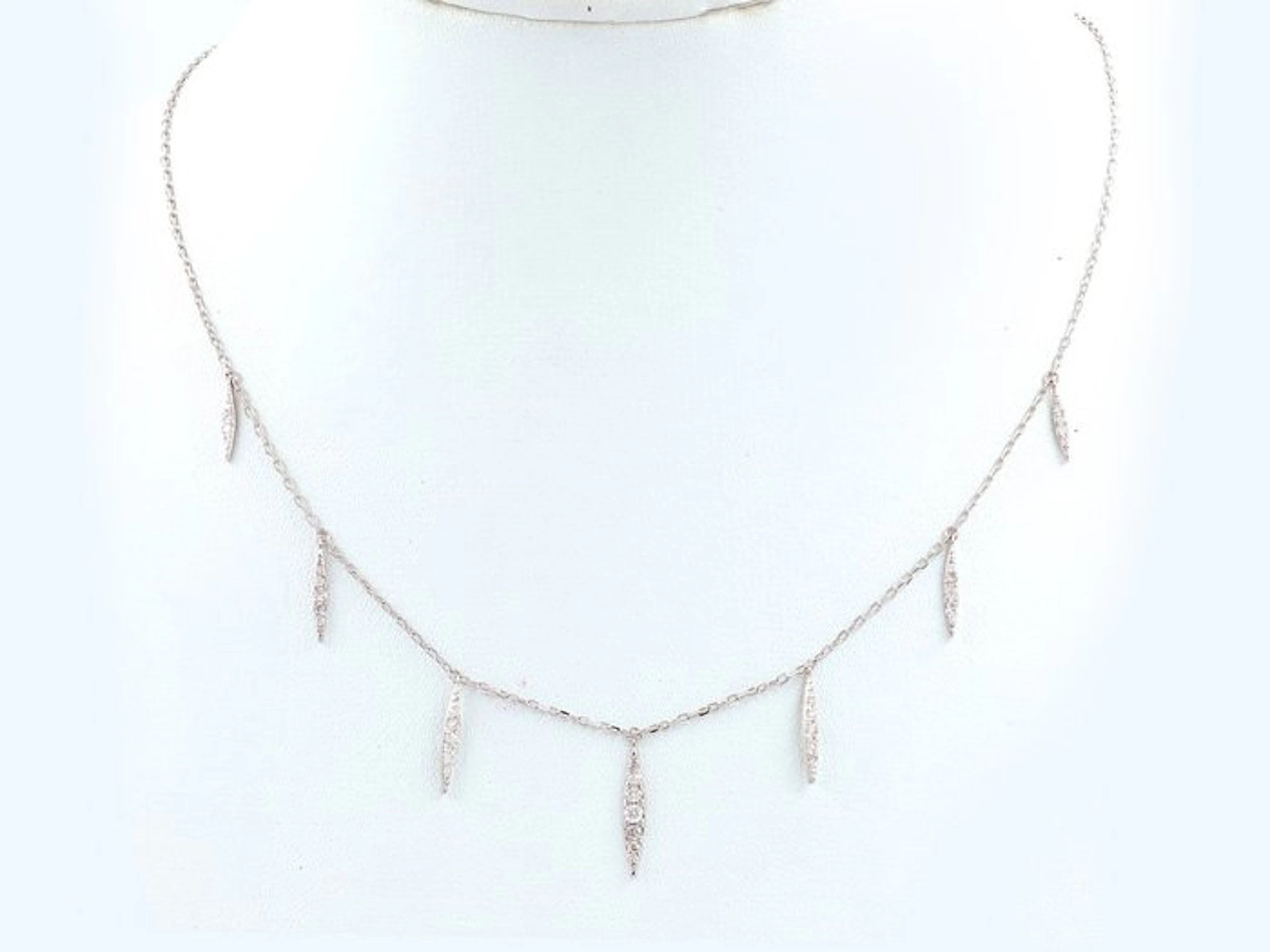 Necklace with pendant - 14 kt. White gold - 0.34ct. tw. Diamond (Natural)