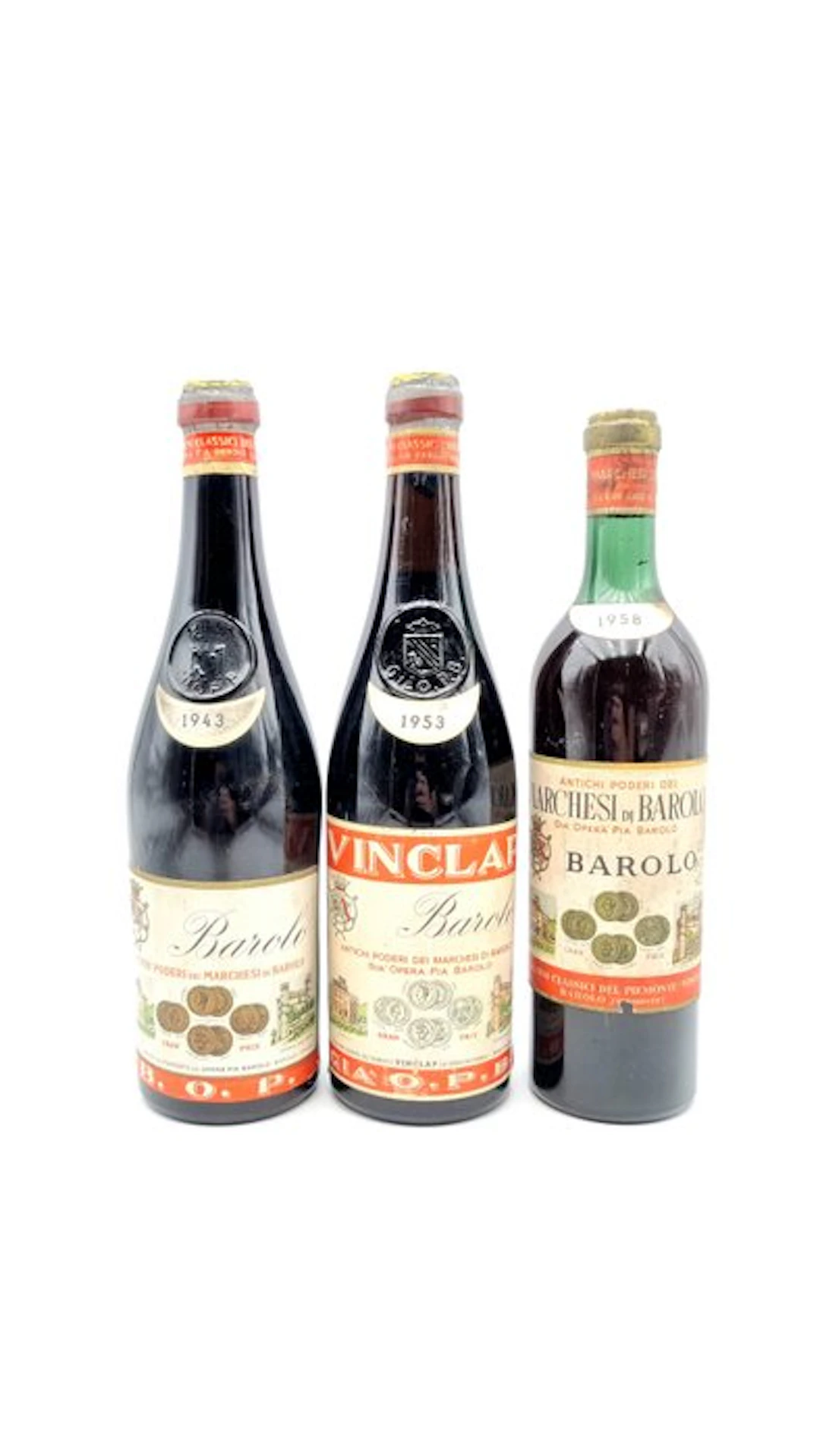 1943, 1953 & 1958 Marchesi di Barolo - Barolo - 3 Bottles (0.72L)