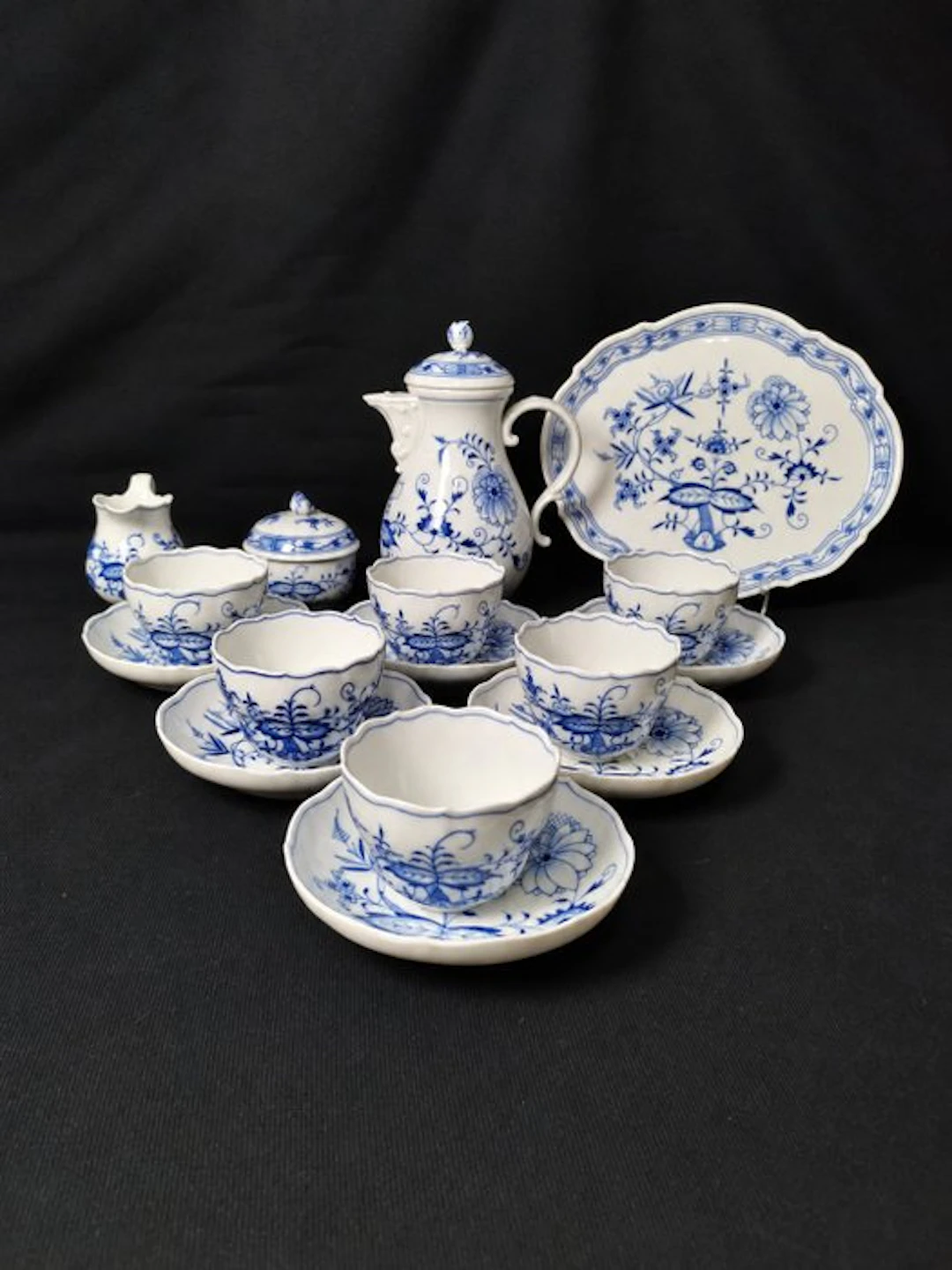 Meissen - Cipolla Blu - Set di servizio da caffè per 6...