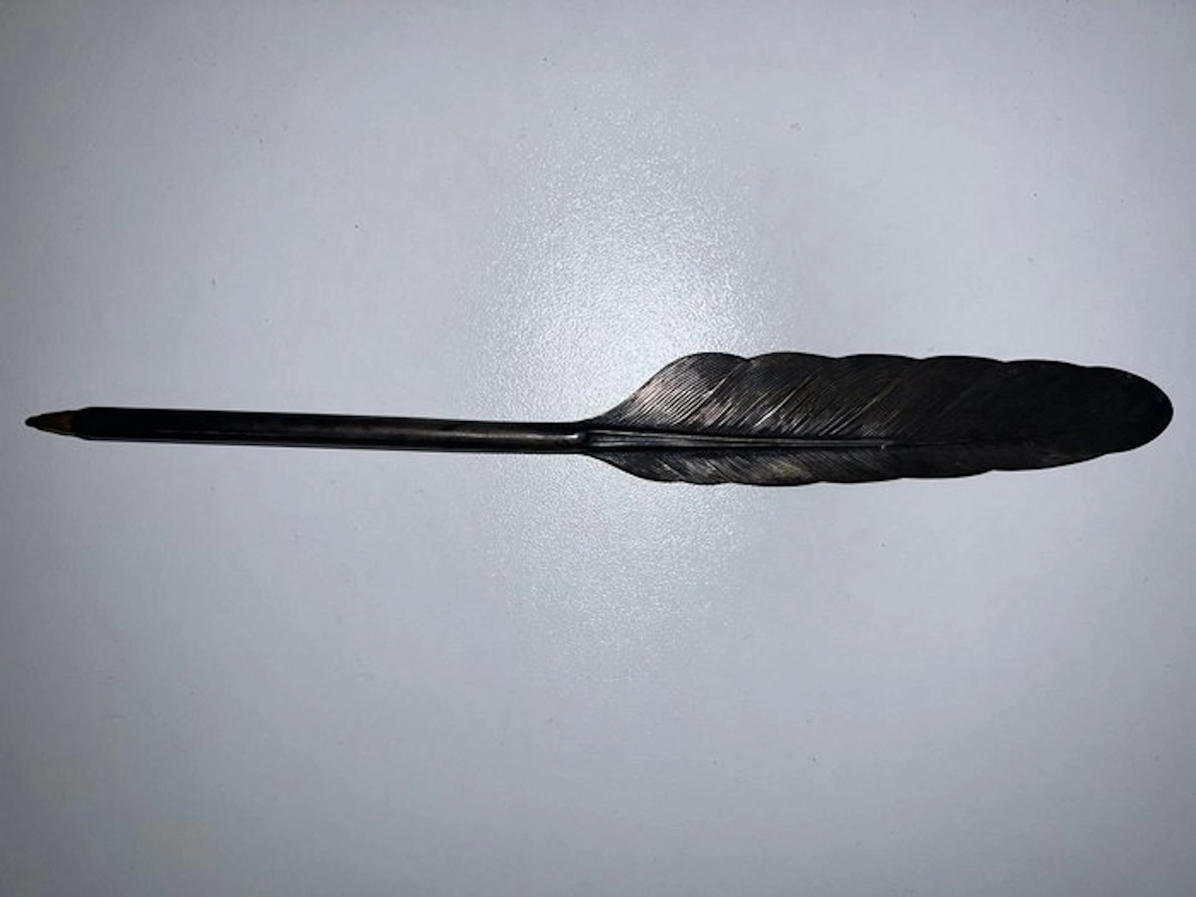 silver plated in the form of a large feather - No reserve price - Ballpoint pen