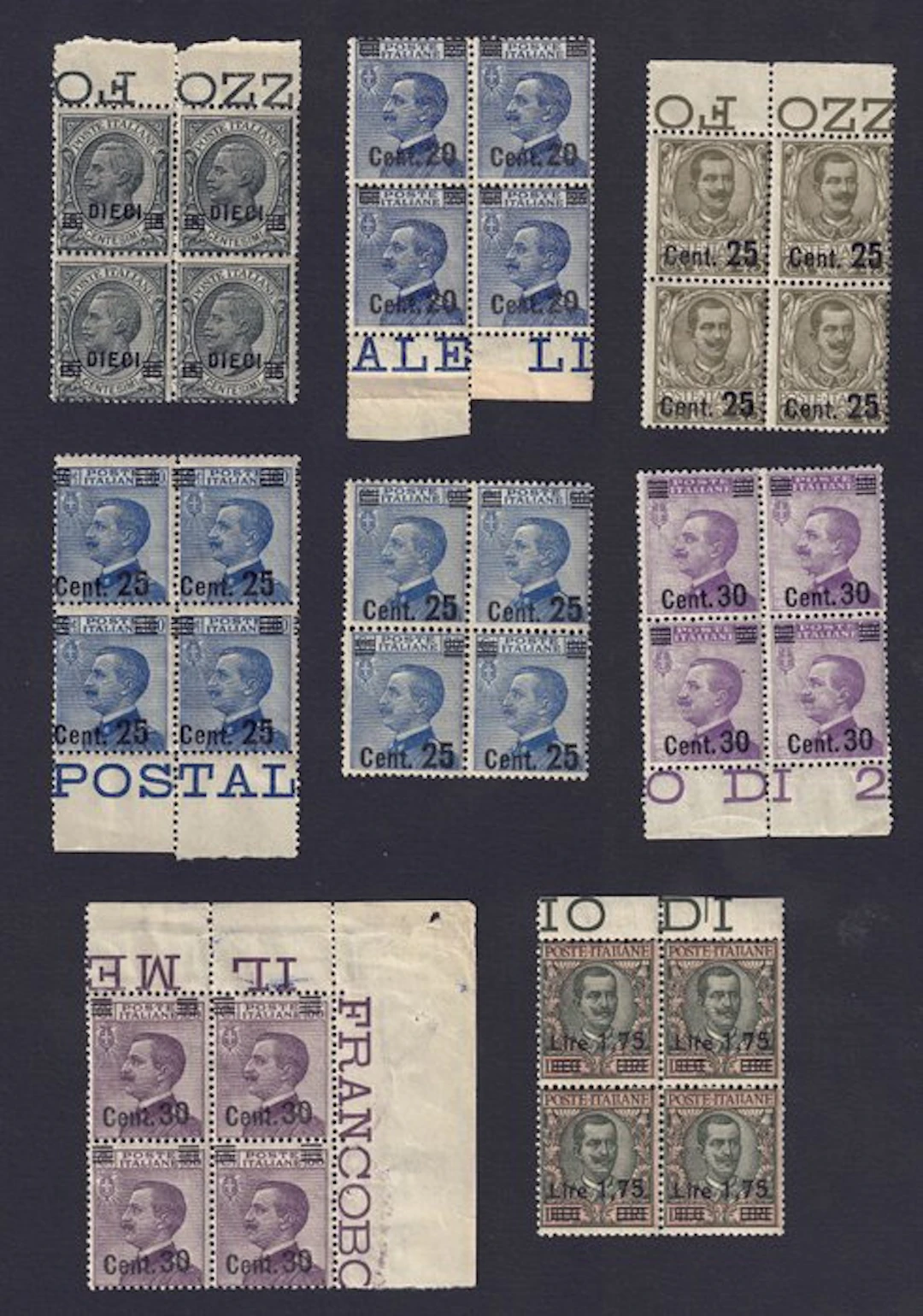 Italy Kingdom 1924/1925 - Overprinted issues of 1901/23. - Sassone