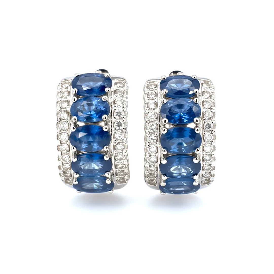 No reserve price - Earrings Gold-plated Sapphire - Topaz - 18kt Gold Plated