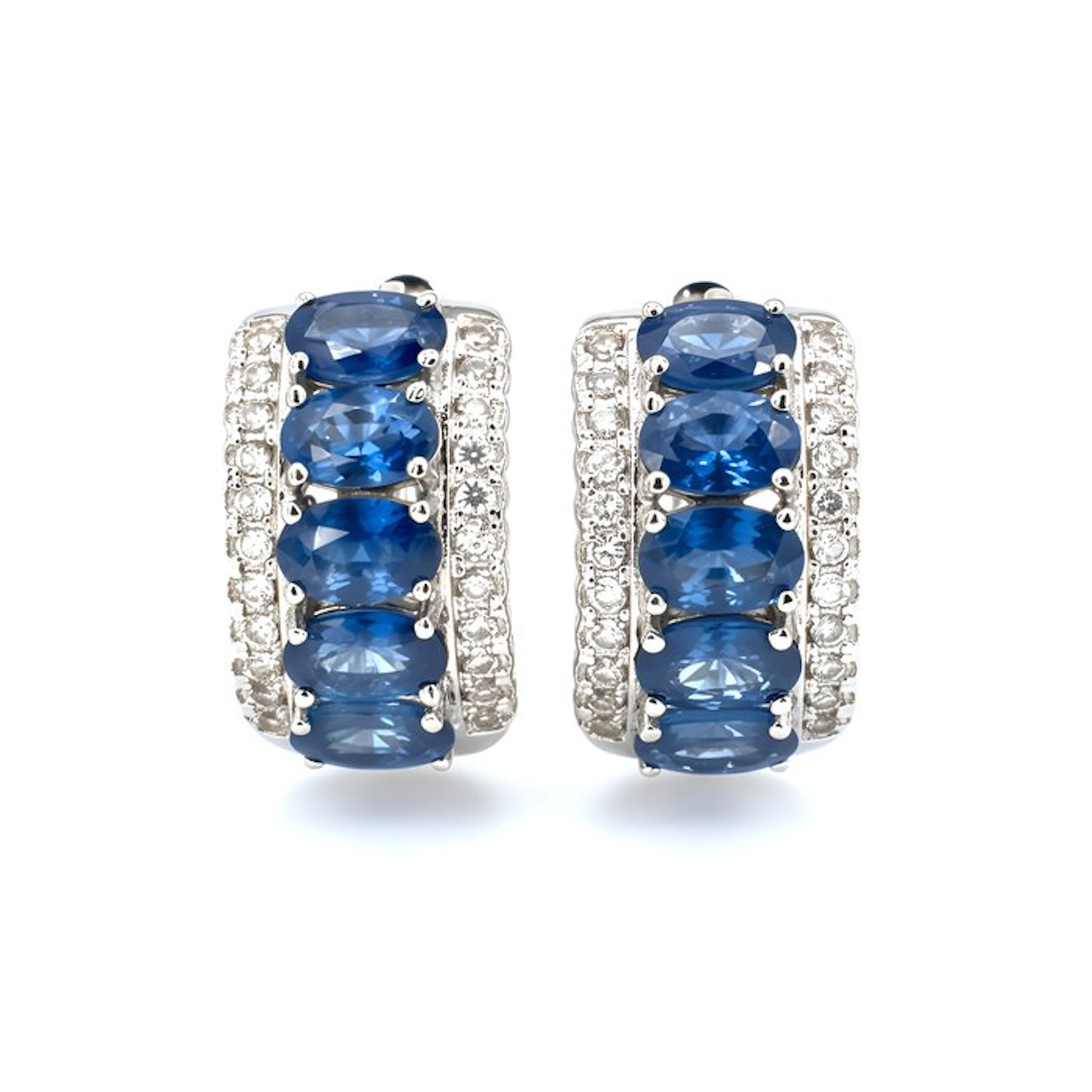 No reserve price - Earrings Gold-plated Sapphire - Topaz - 18kt Gold Plated