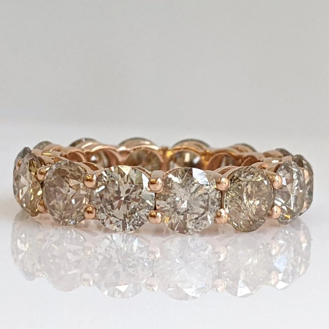 Ring - 18 kt. Rose gold - 8.12ct. tw. Diamond (Natural)