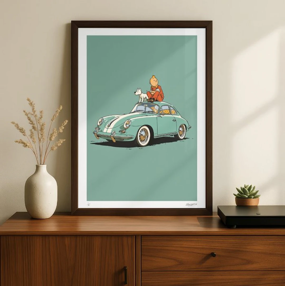 EGO - TINTIN, MILOU 911 – 4/5 SIGNÉE COA - 40x60 cm