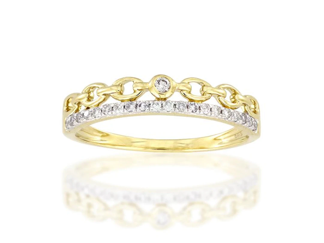 Ring - 14 kt. Yellow gold - 0.13ct. tw. Diamond (Natural)