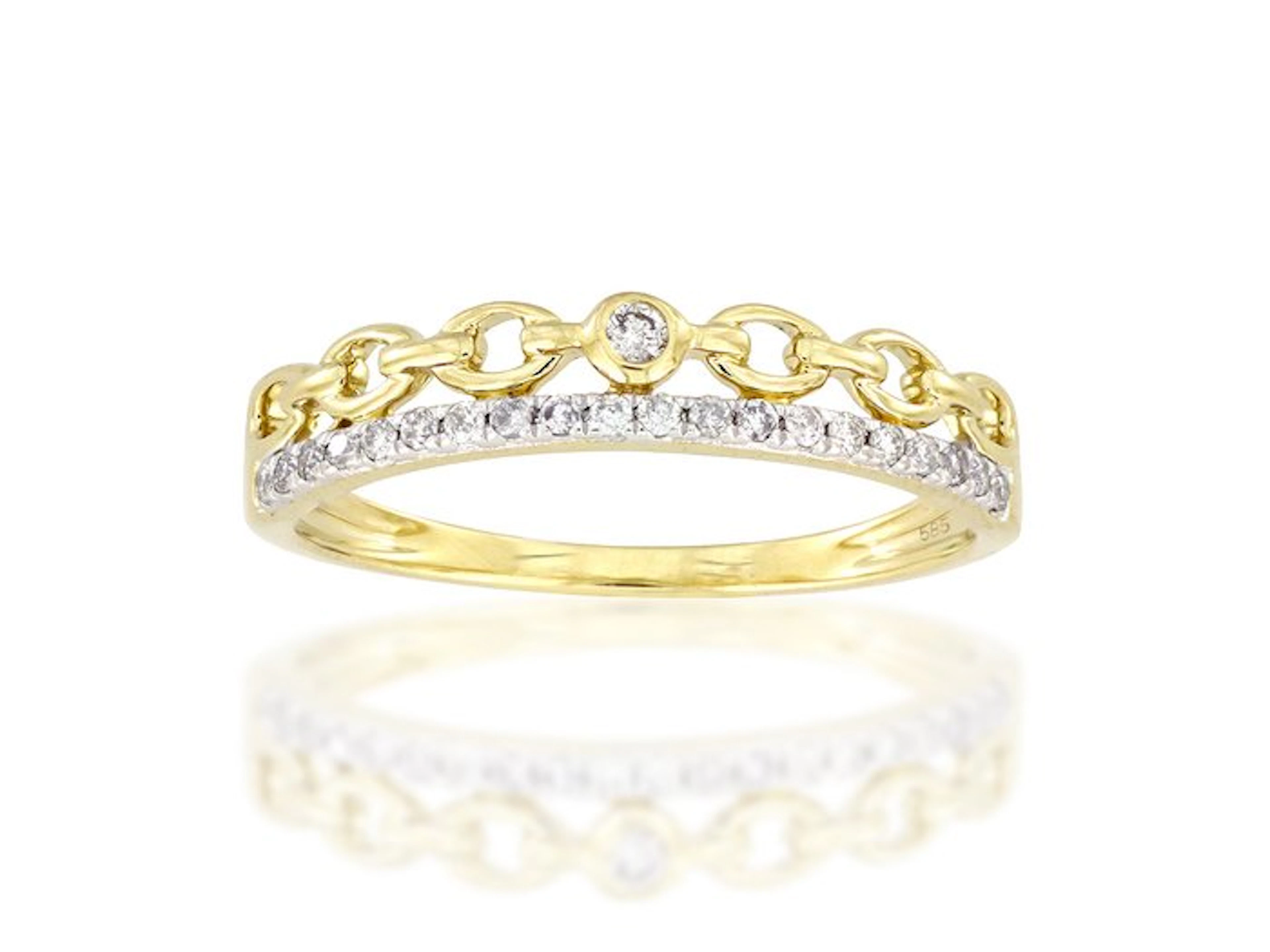 Ring - 14 kt. Yellow gold - 0.13ct. tw. Diamond (Natural)