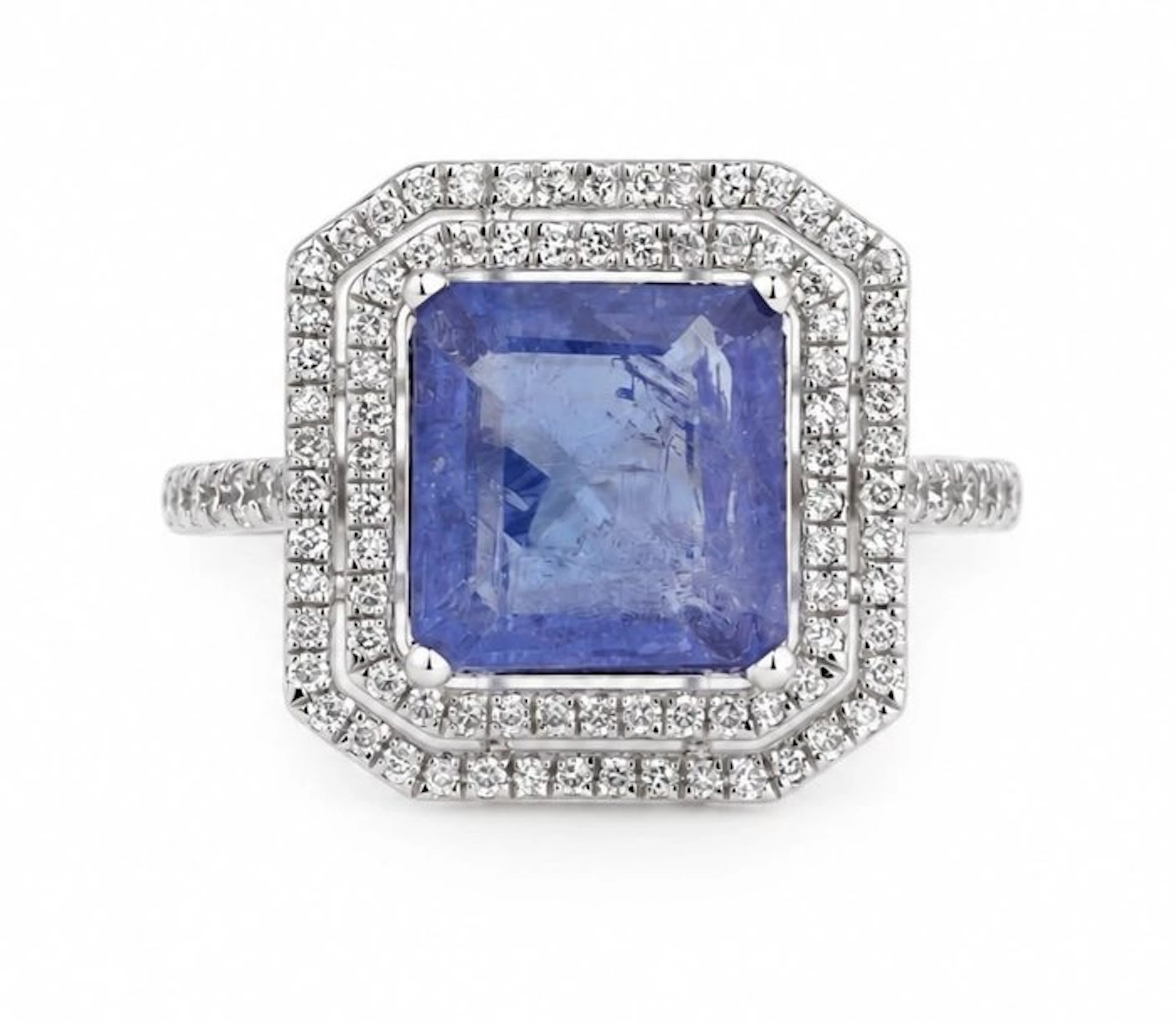 No reserve price - Ring - 14 kt. White gold - 3.24ct. tw. Tanzanite - Diamond