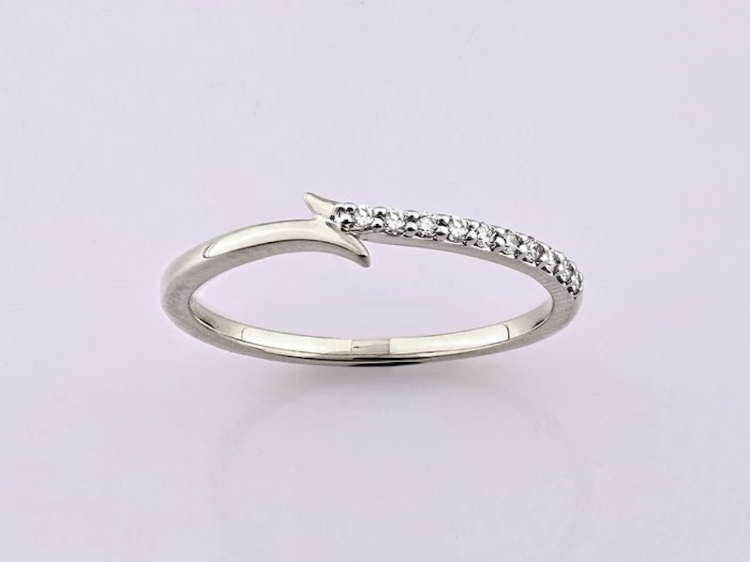 No reserve price - Ring - 14 kt. White gold - 0.10ct. tw. Diamond (Natural)