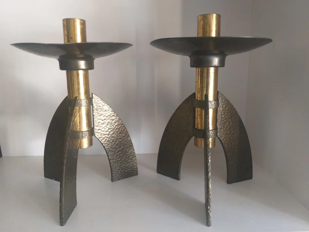 Candelabrum (2) - Bronze, Brass - Modernist candelabras