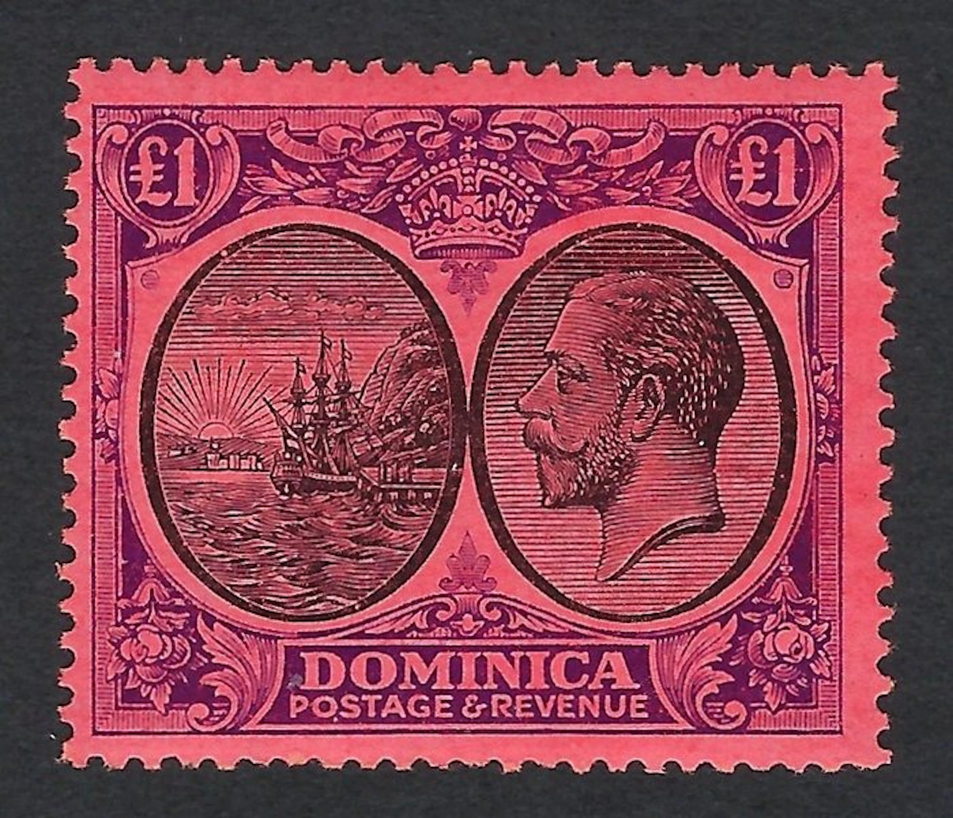 Dominica 1923 - King George V £1 black & purple/red - Stanley Gibbons Nº 91