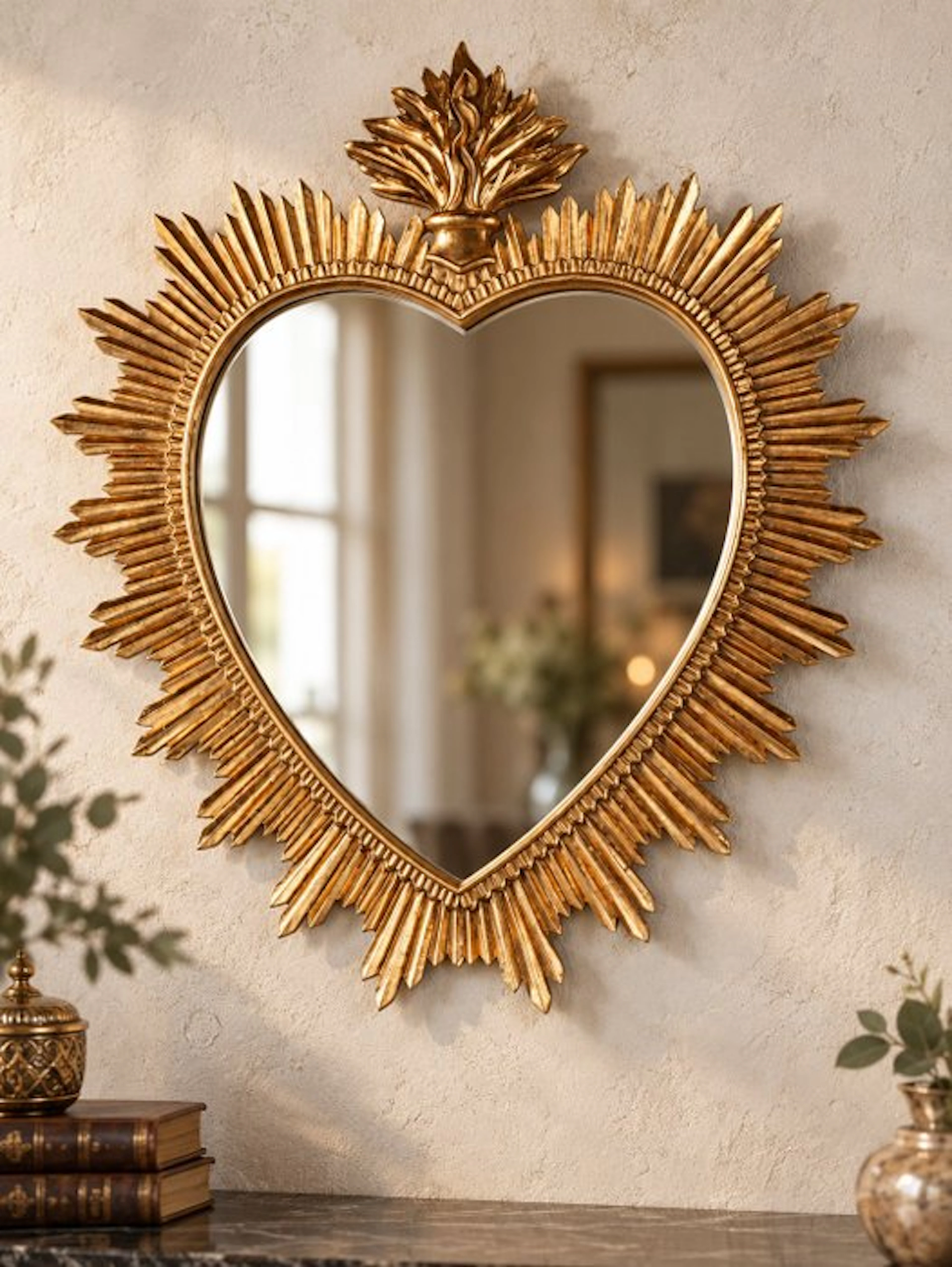 Wall mirror - Glass, Resin - Heart shaped