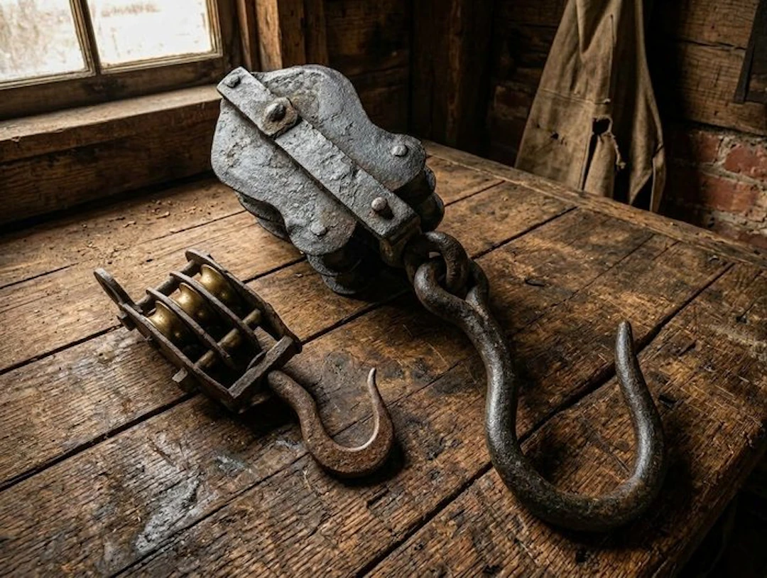 Working tool (2) - Antique nautical pulleys