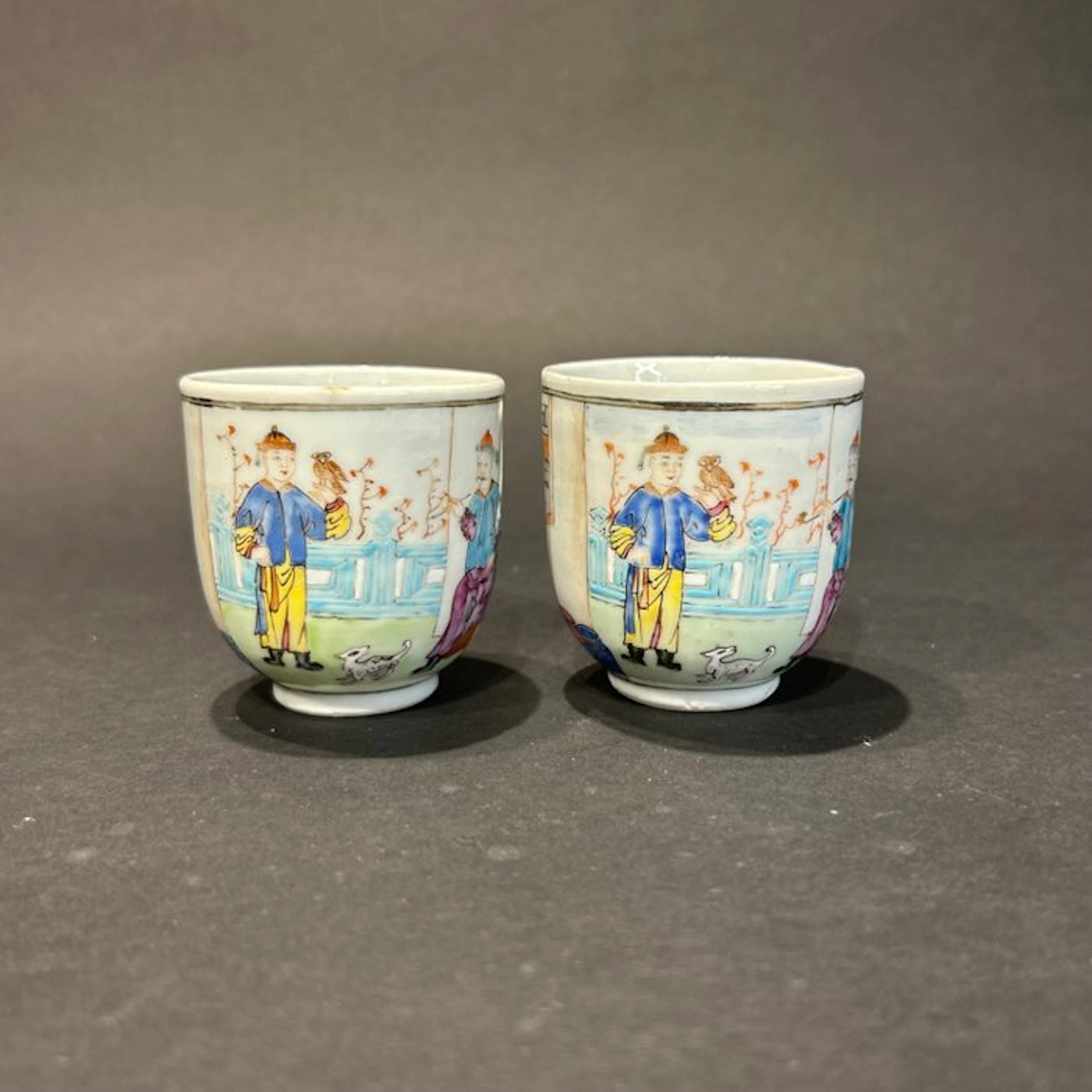 Cup and saucer - Porcelain - set of Qianlong cups