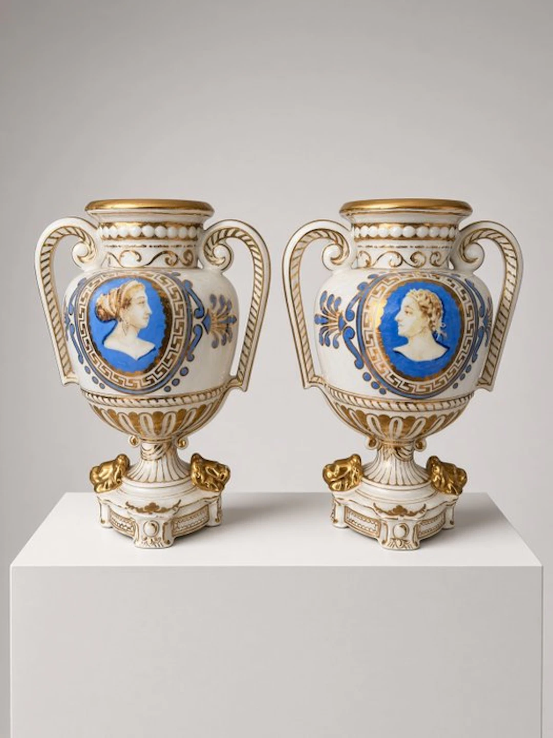 Vase (2) - A Pair of late 19th Century "Old Paris" (Vieux...
