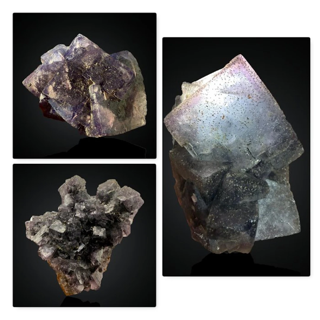 Natural Purple Fluorite Crystal Cluster Specimens –...