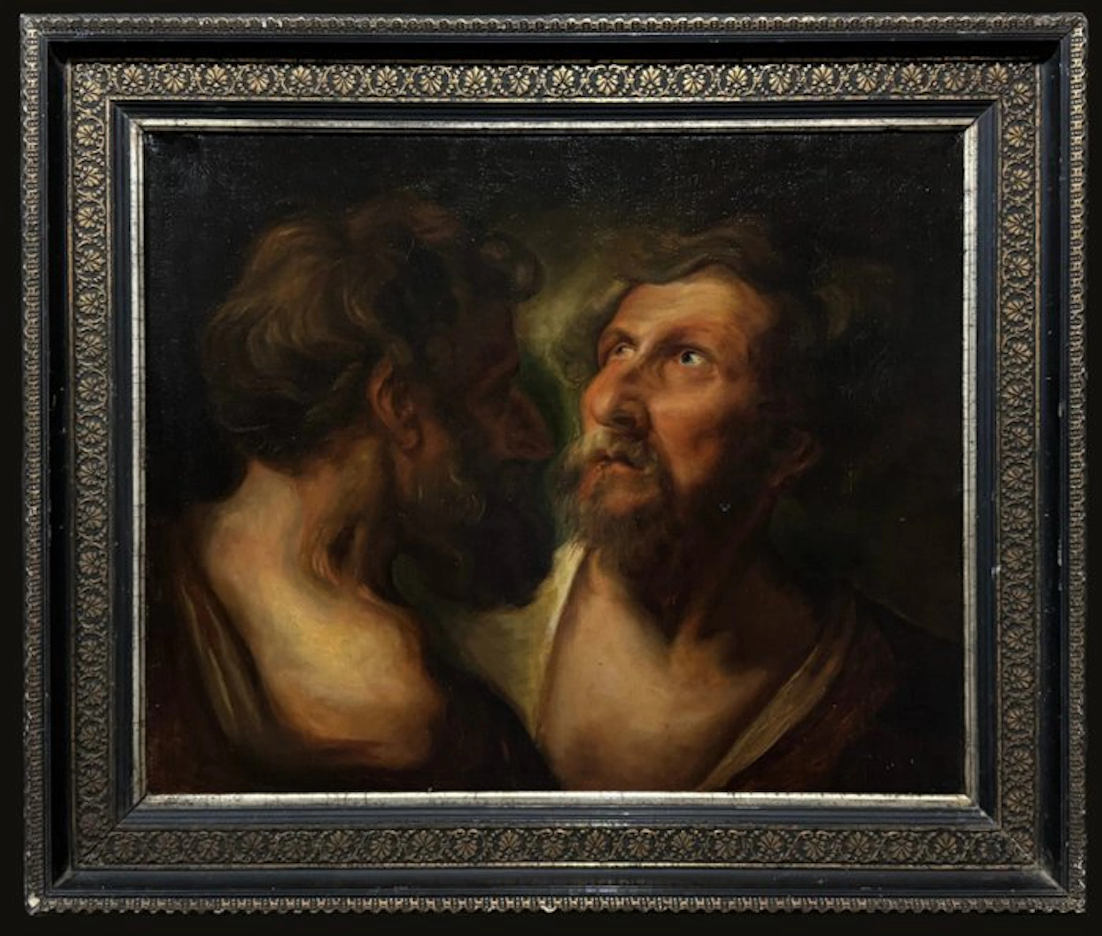École Européene (X) - Étude pour Deux Têtes d'Apôtres (D'après Antoon Van Dyck)