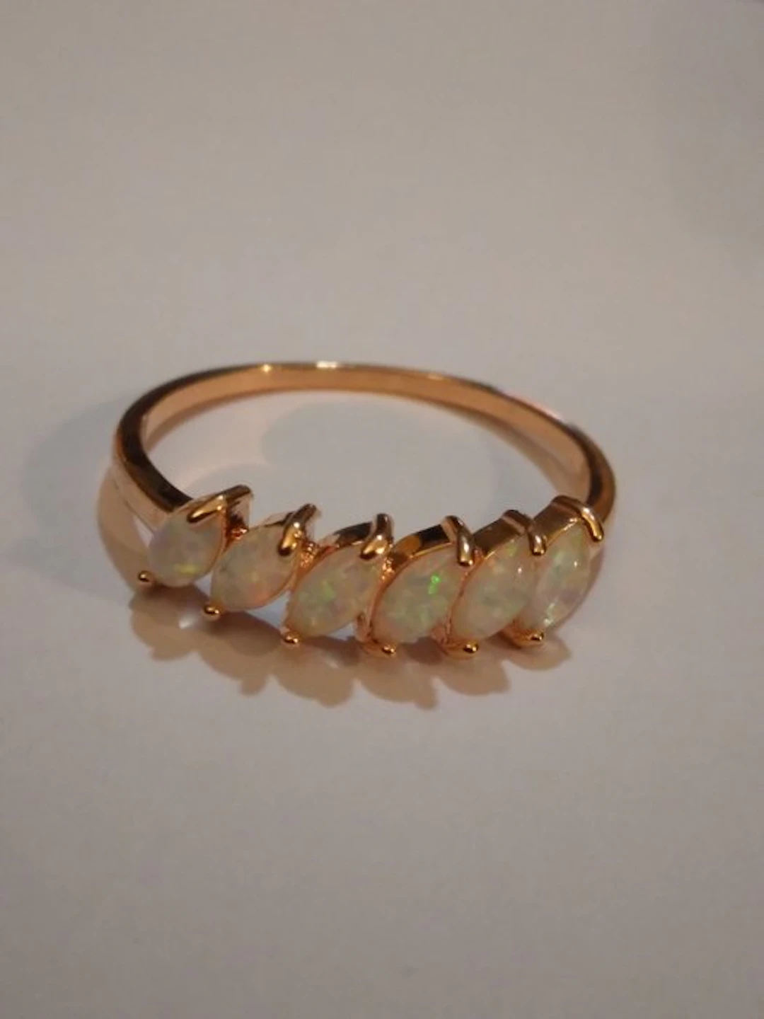 No reserve price - Ring Silver, Sparkling Opal Ring – Yellow Gold Plated