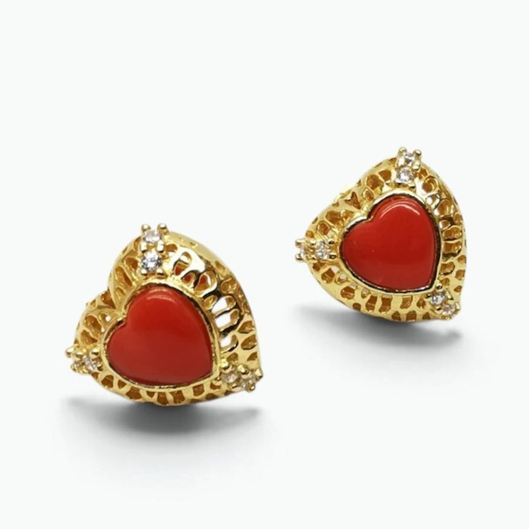 Coral - Silver - Earrings - Italian Craftsmanship