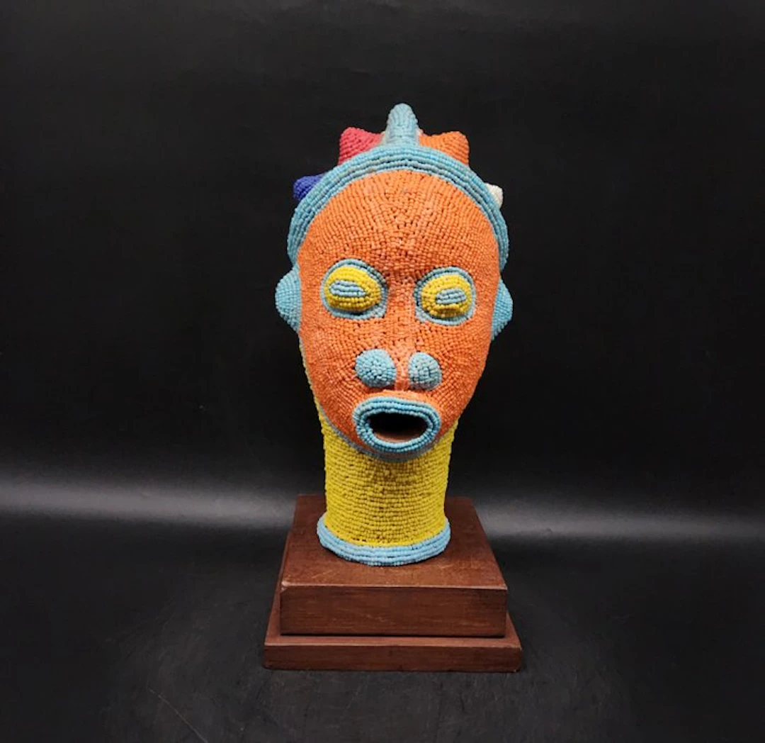 Magnifique tête pelé - Sculpture - Bamileke - Cameroon (No reserve price)
