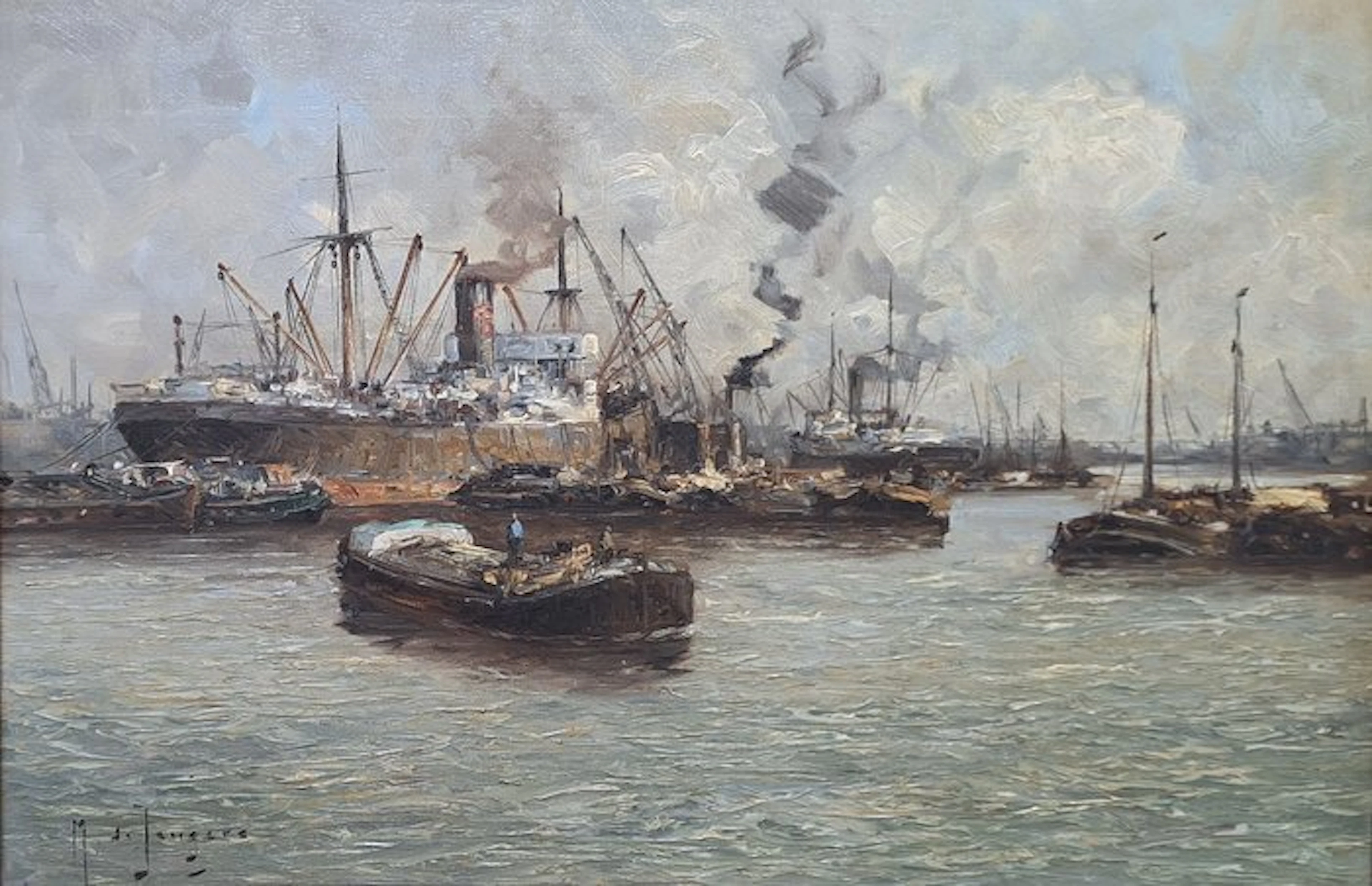 Marinus de Jongere (1912-1977) - Zicht op de Rotterdamse haven