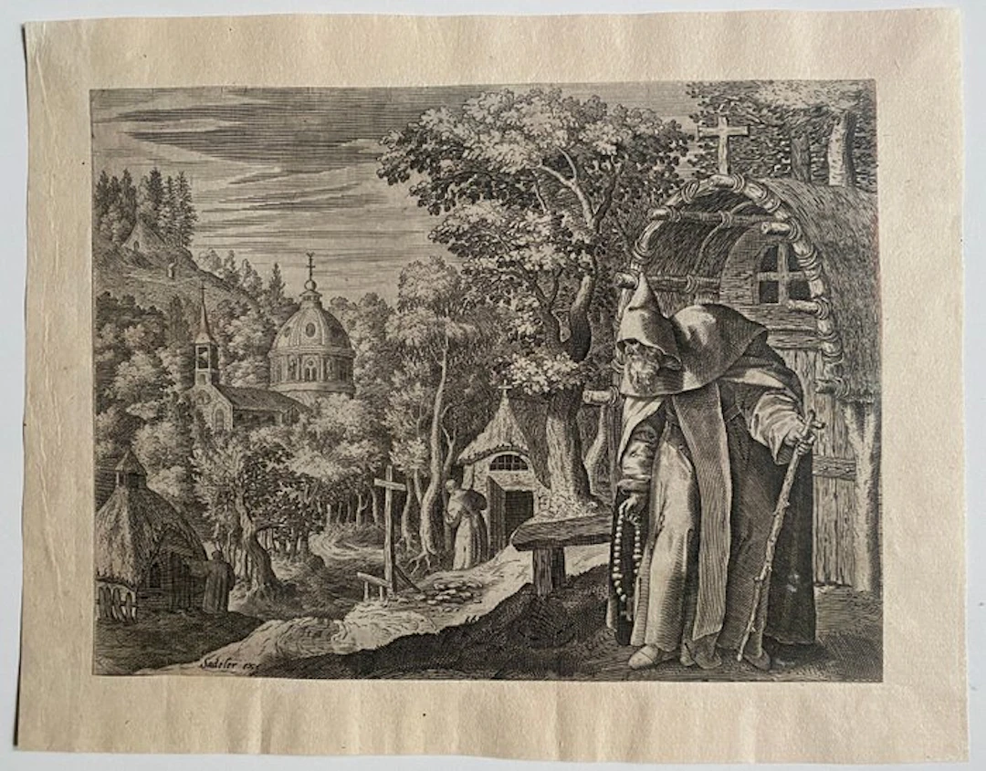 Jan Sadeler I (1550-1600), Marteen de Vos - Ciomus l'Eremita