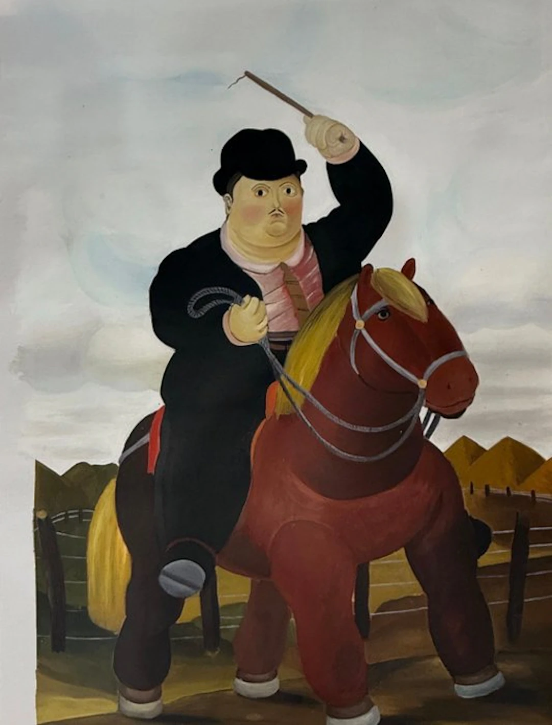 Tran Van khoa (1997) - Le Cavalier au chapeau melon 120 x 85 cm -