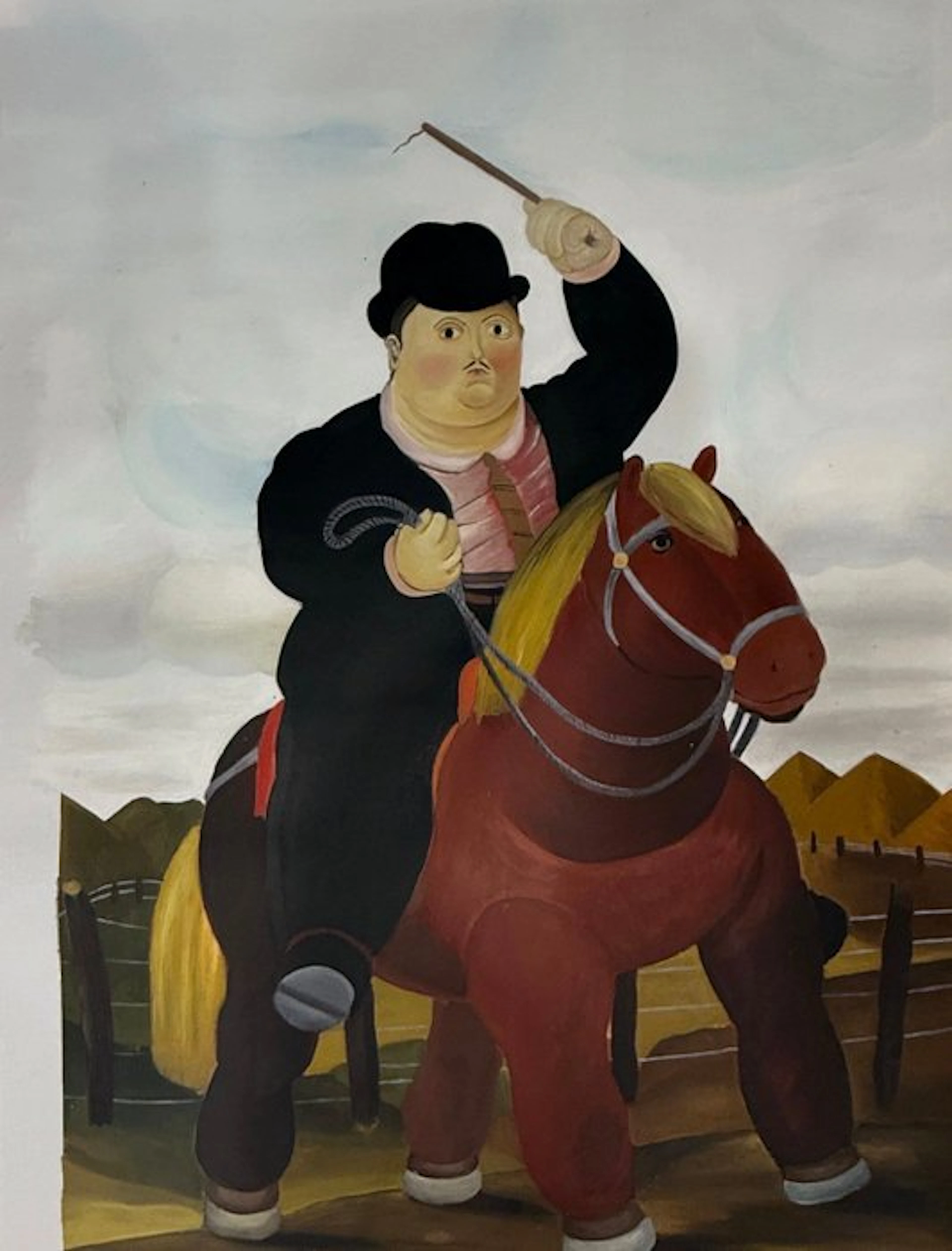Tran Van khoa (1997) - Le Cavalier au chapeau melon 120 x 85 cm -