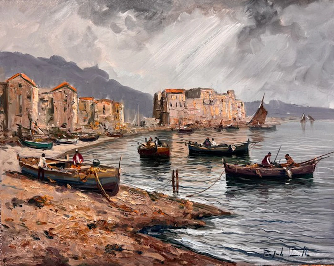 Pasquale Vuotto (1958) - Prima giornata di freddo sul molo di Sorrento