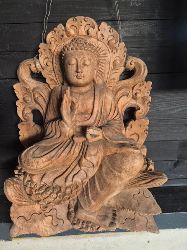 Boeddha beeld houten snijwerk - Carving - Indonesia (No reserve price)