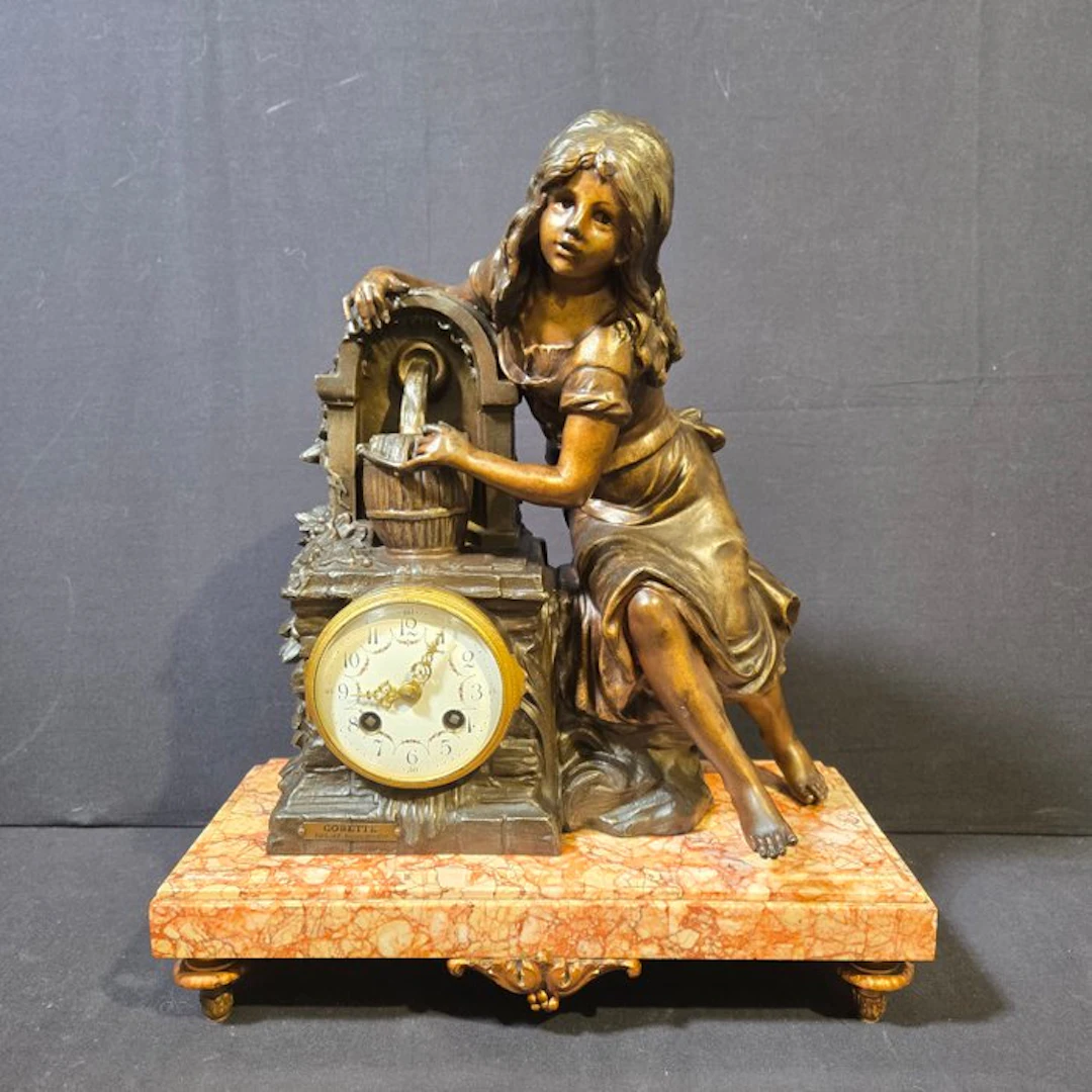 Table clock Neoclassical Style Alloy, Marble - 1850-1900 - F Moreau