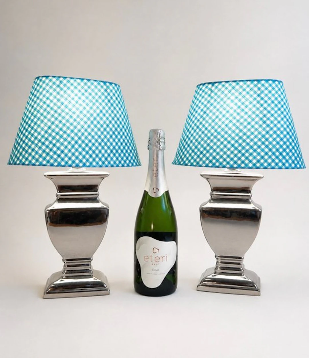 Table lamp (2) - Castle - Ceramic, Chrome, Steel, Textile - Set
