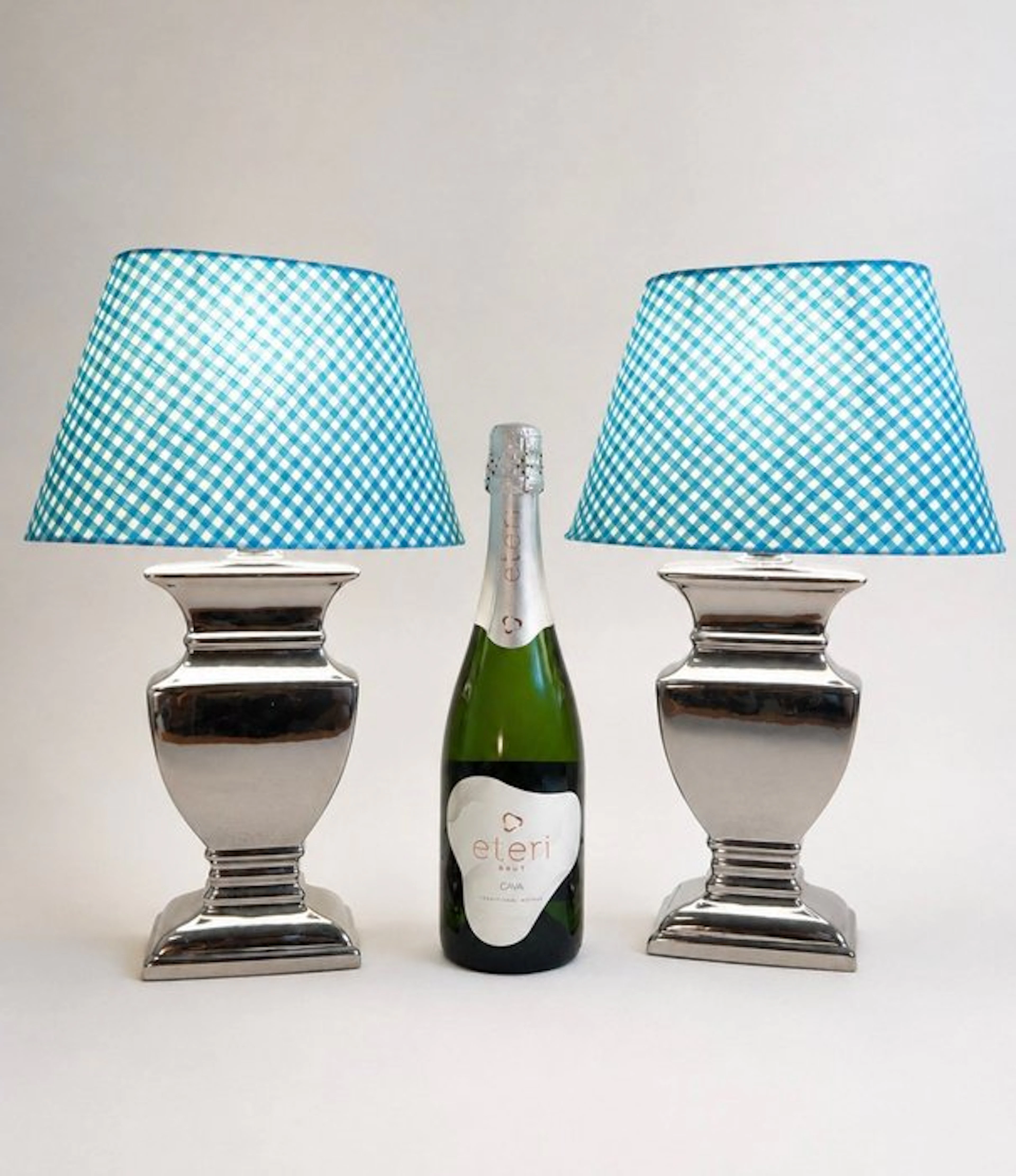 Table lamp (2) - Castle - Ceramic, Chrome, Steel, Textile - Set