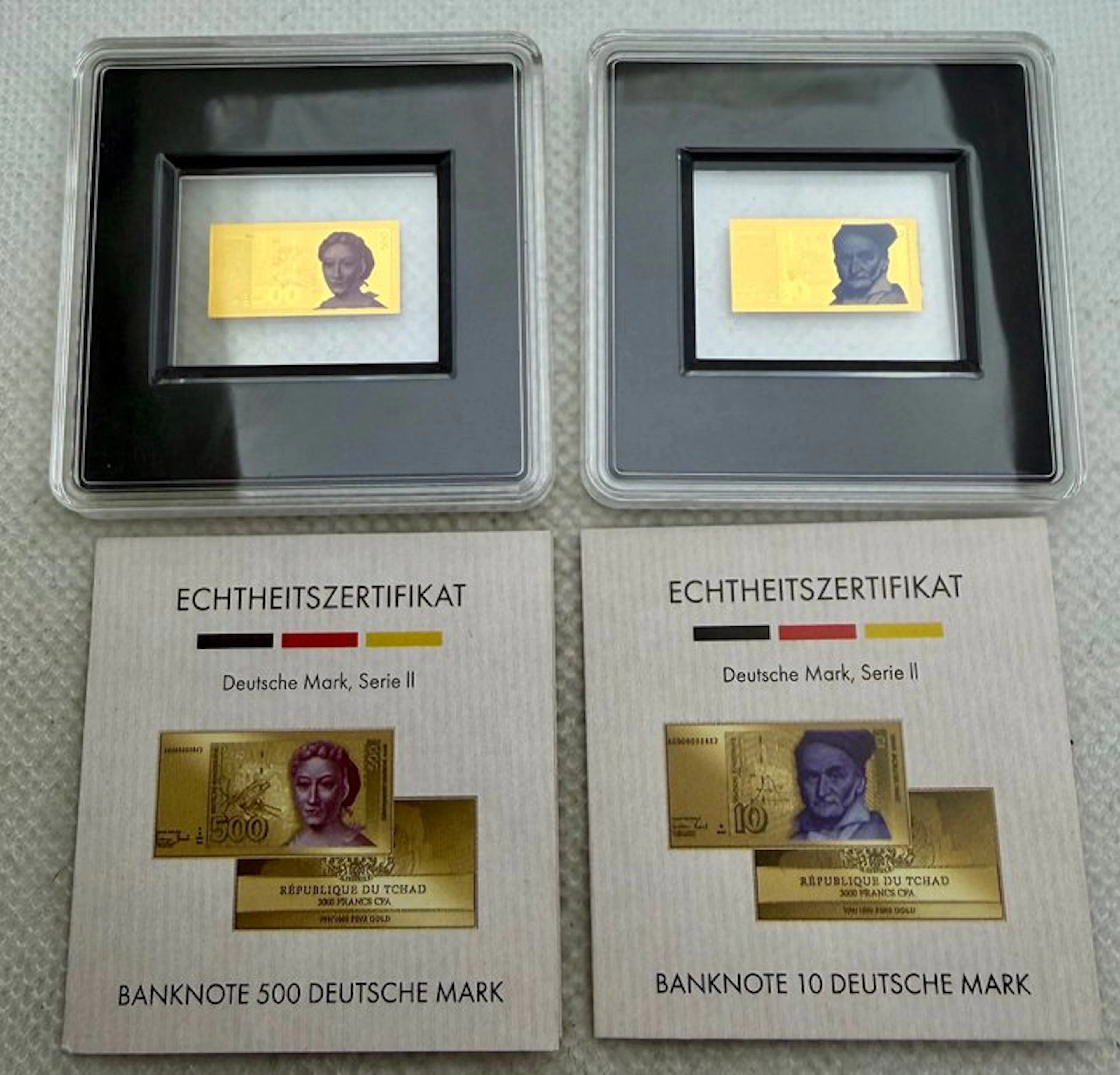 Chad. 3000 Francs ND 500 + 10 Mark , oro (.999) (2 bars) (No reserve price)