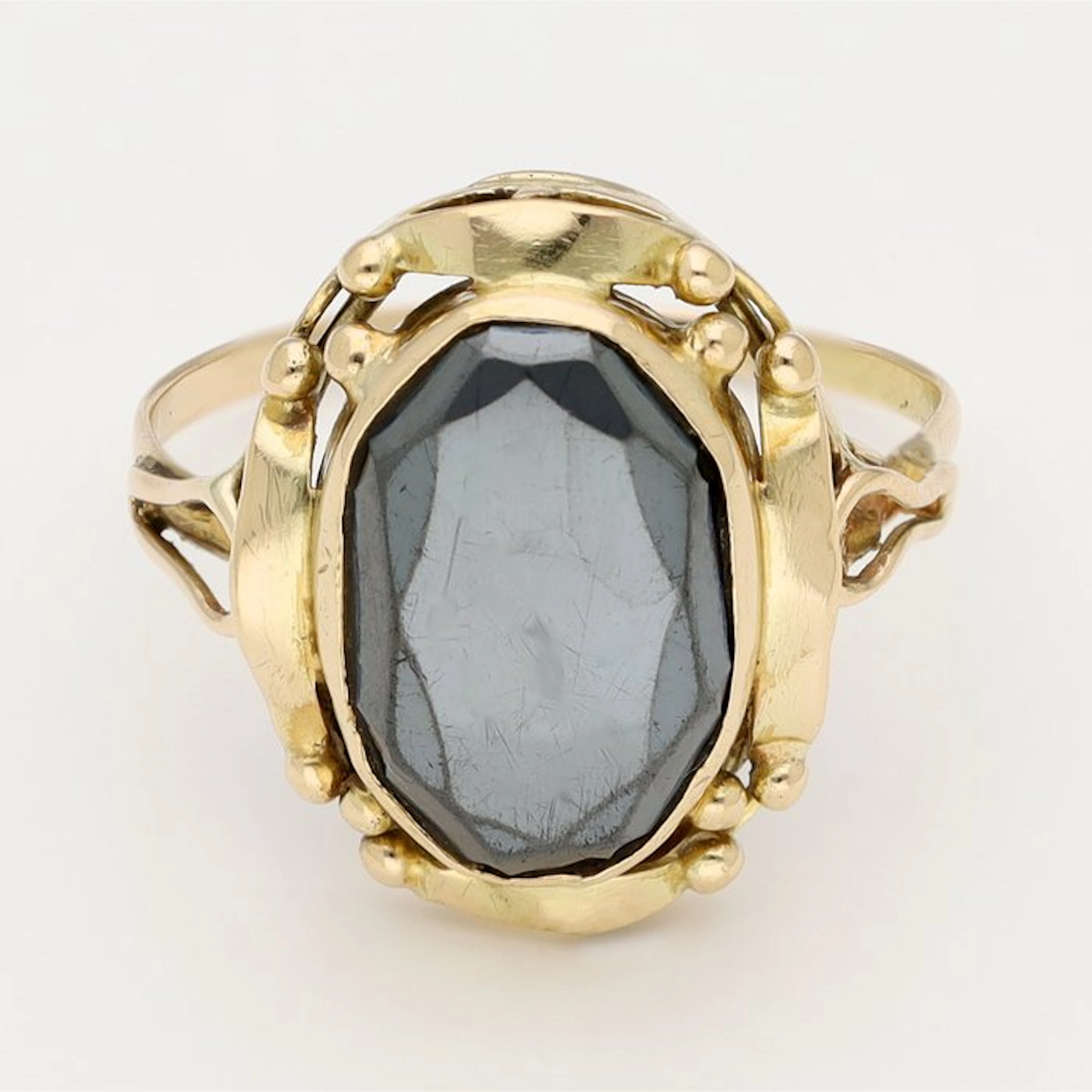 Ring - 14 kt. Yellow gold - Hematite