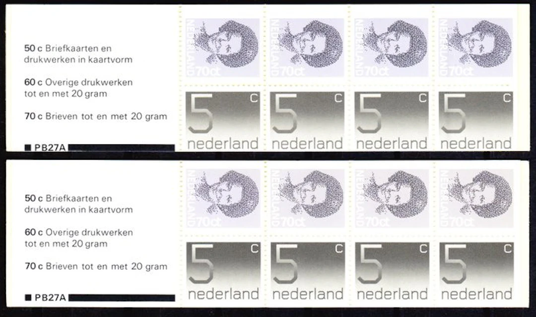 Netherlands 1982 - Cut stamp booklet PB27a - NVPH PB27A
