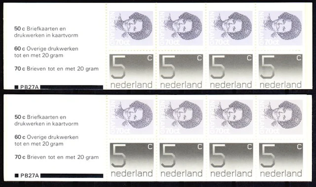 Netherlands 1982 - Cut stamp booklet PB27a - NVPH PB27A