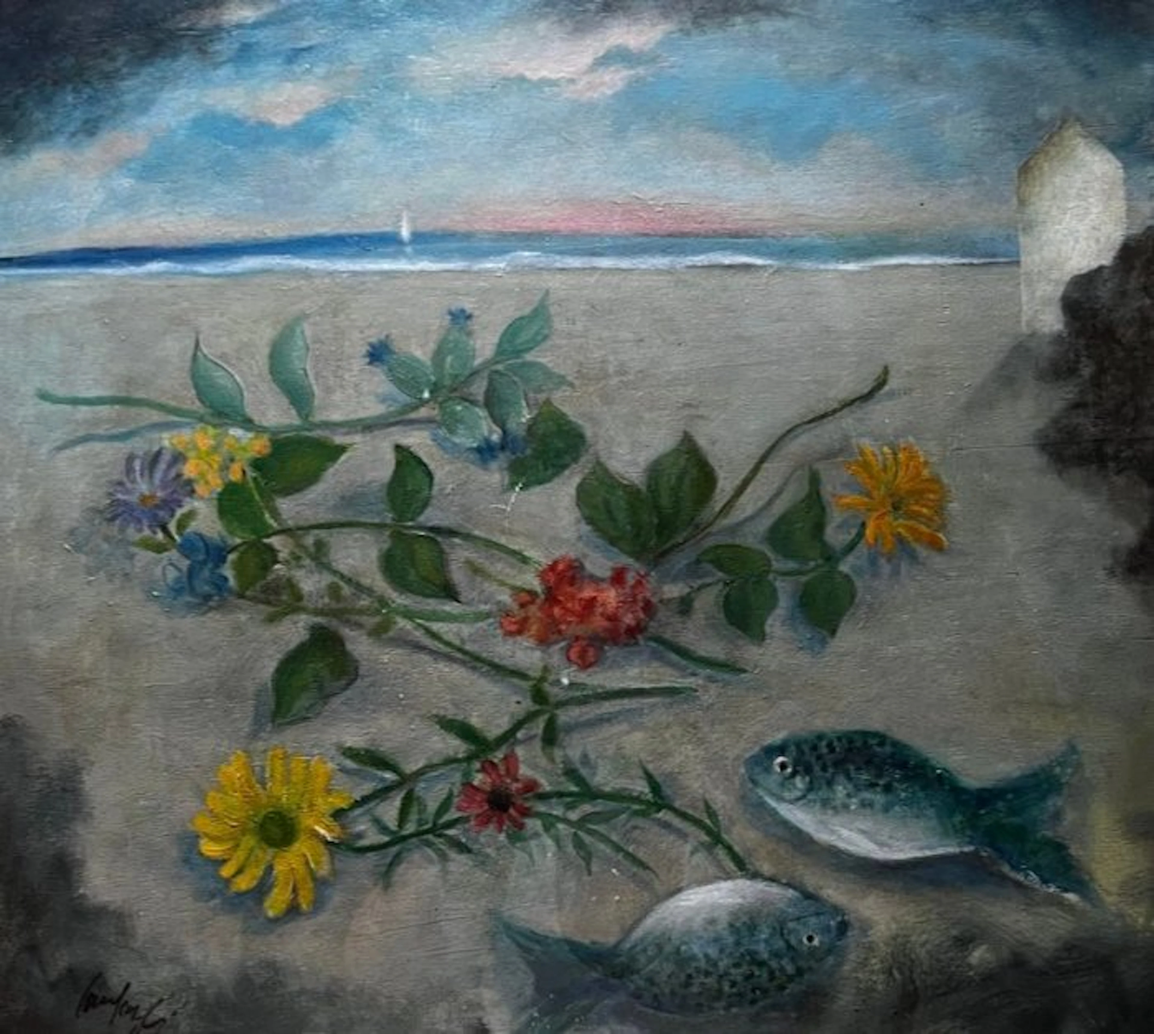Adalberto Campagnoli (1905-1983) - Fiori sulla spiaggia