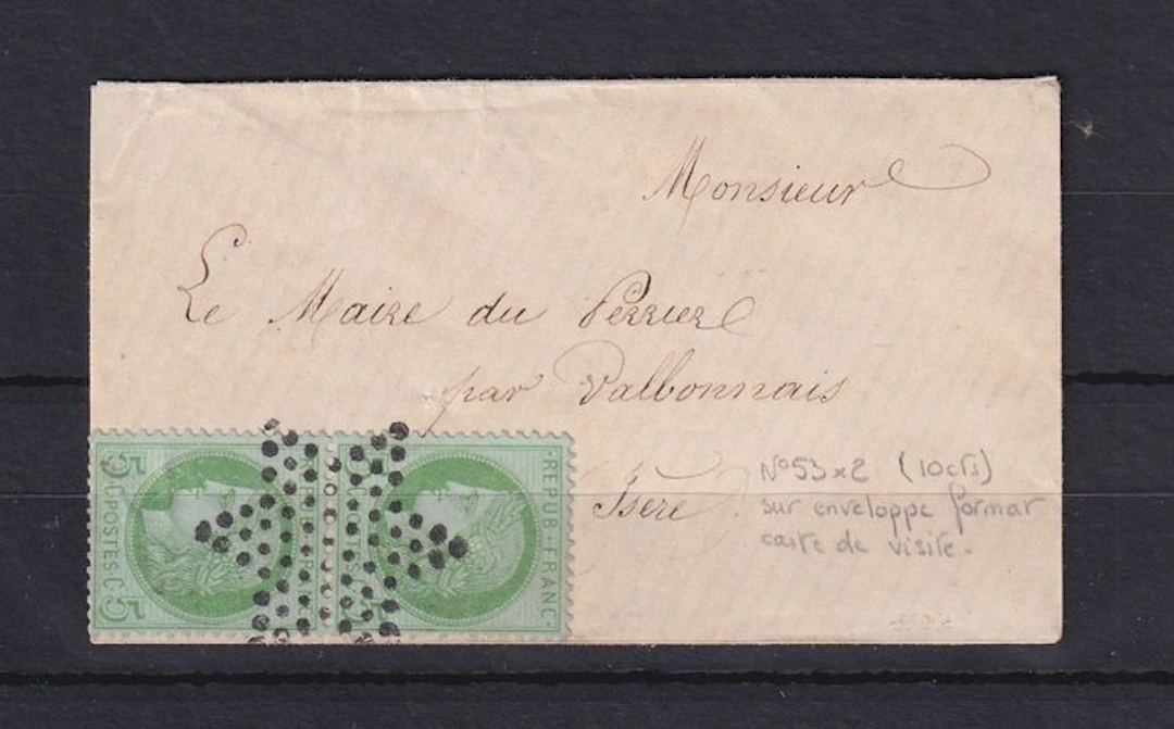 France 1873 - superbe lettre format carte de visite avec...