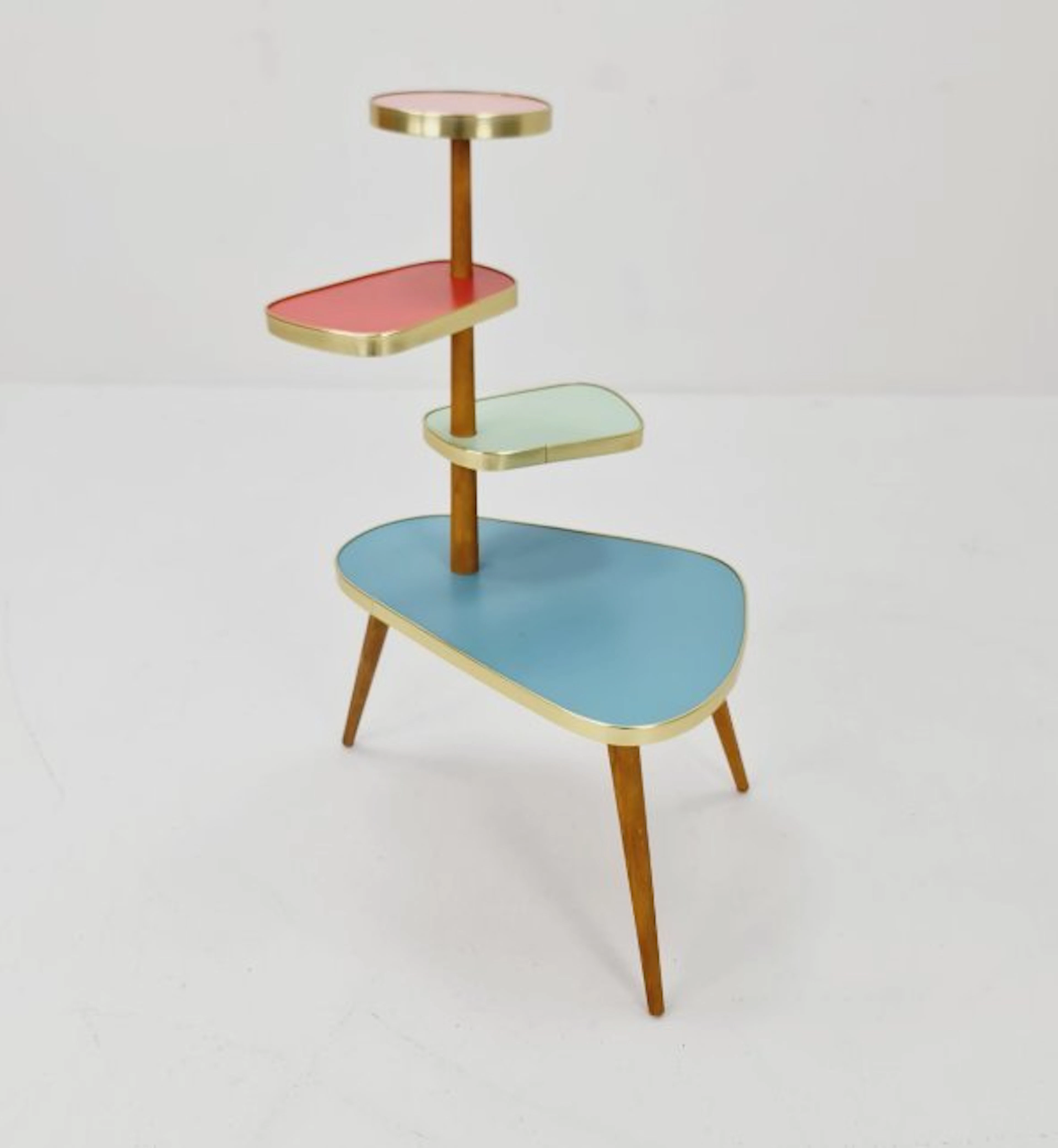 Table stand - Wood, Brass - Retro Flower Table