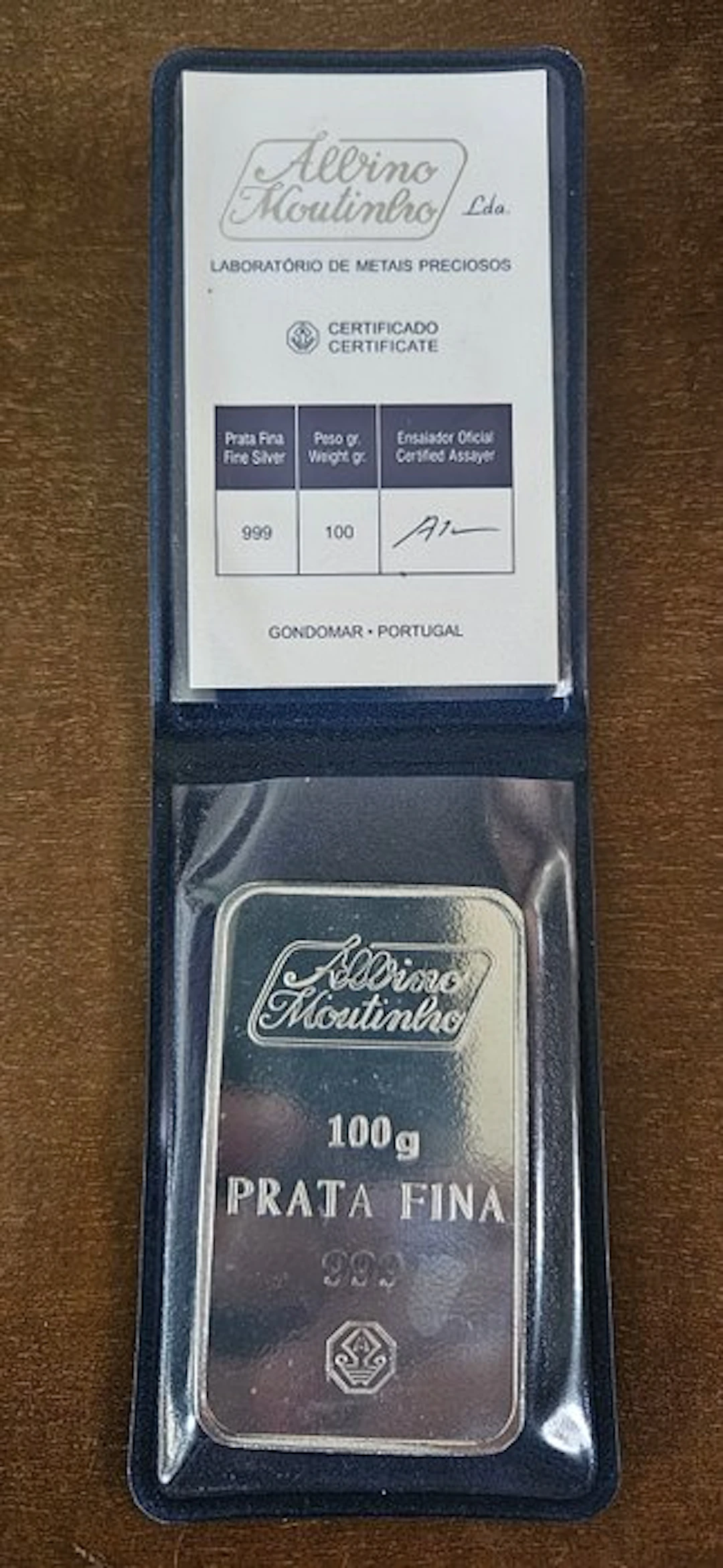 100 grams - Silver .999 - Albino Moutinho - With certificate