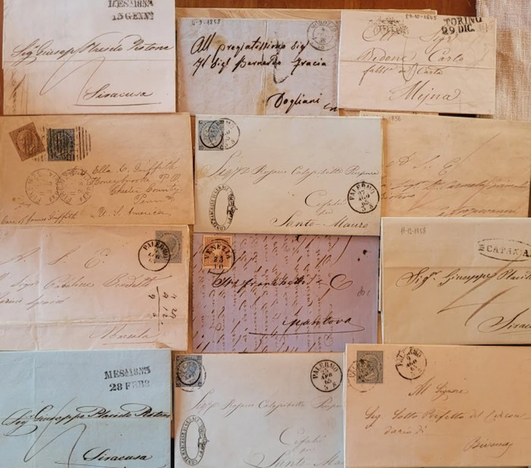 Italian Ancient States 1858 - Lot of 12 envelopes from...