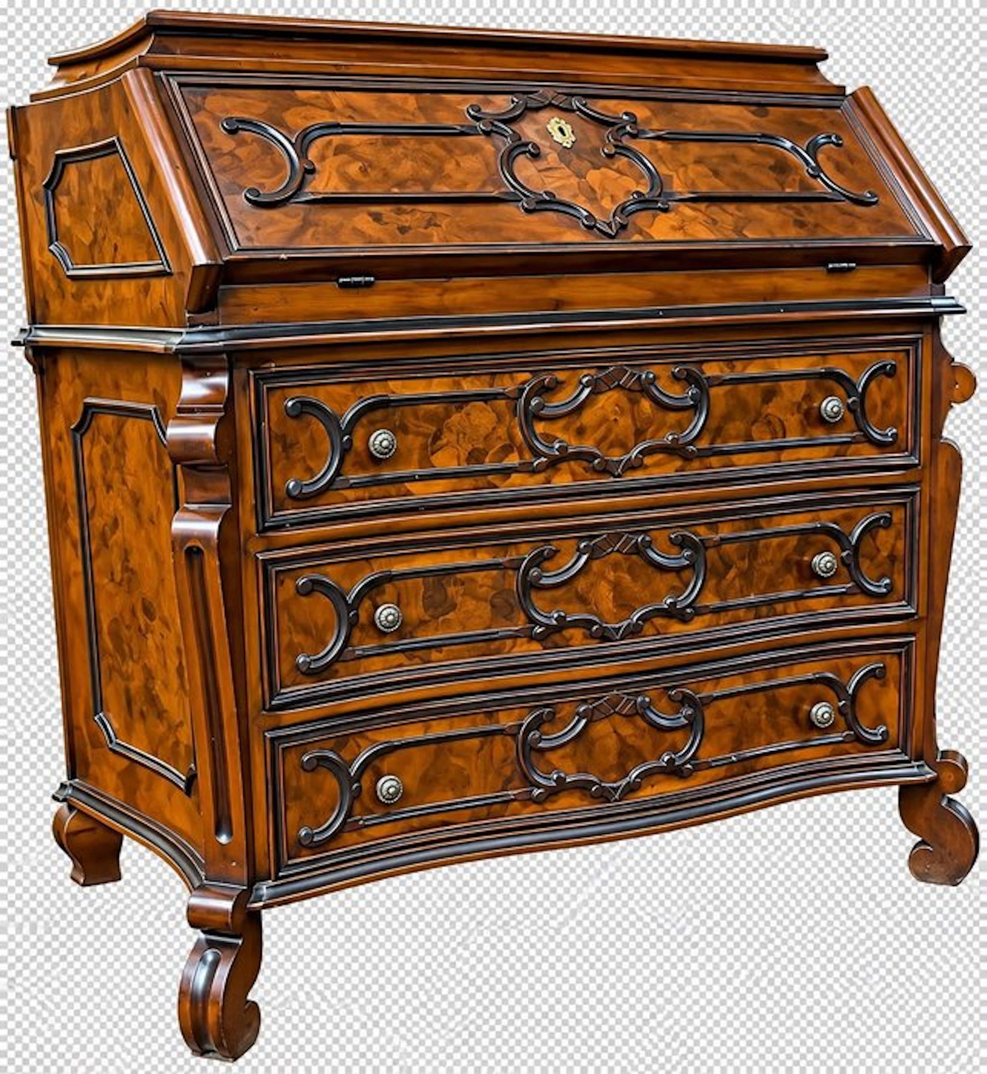 Secrétaire - walnut,burl walnut - Antique Secretaire Desk, circa 1900