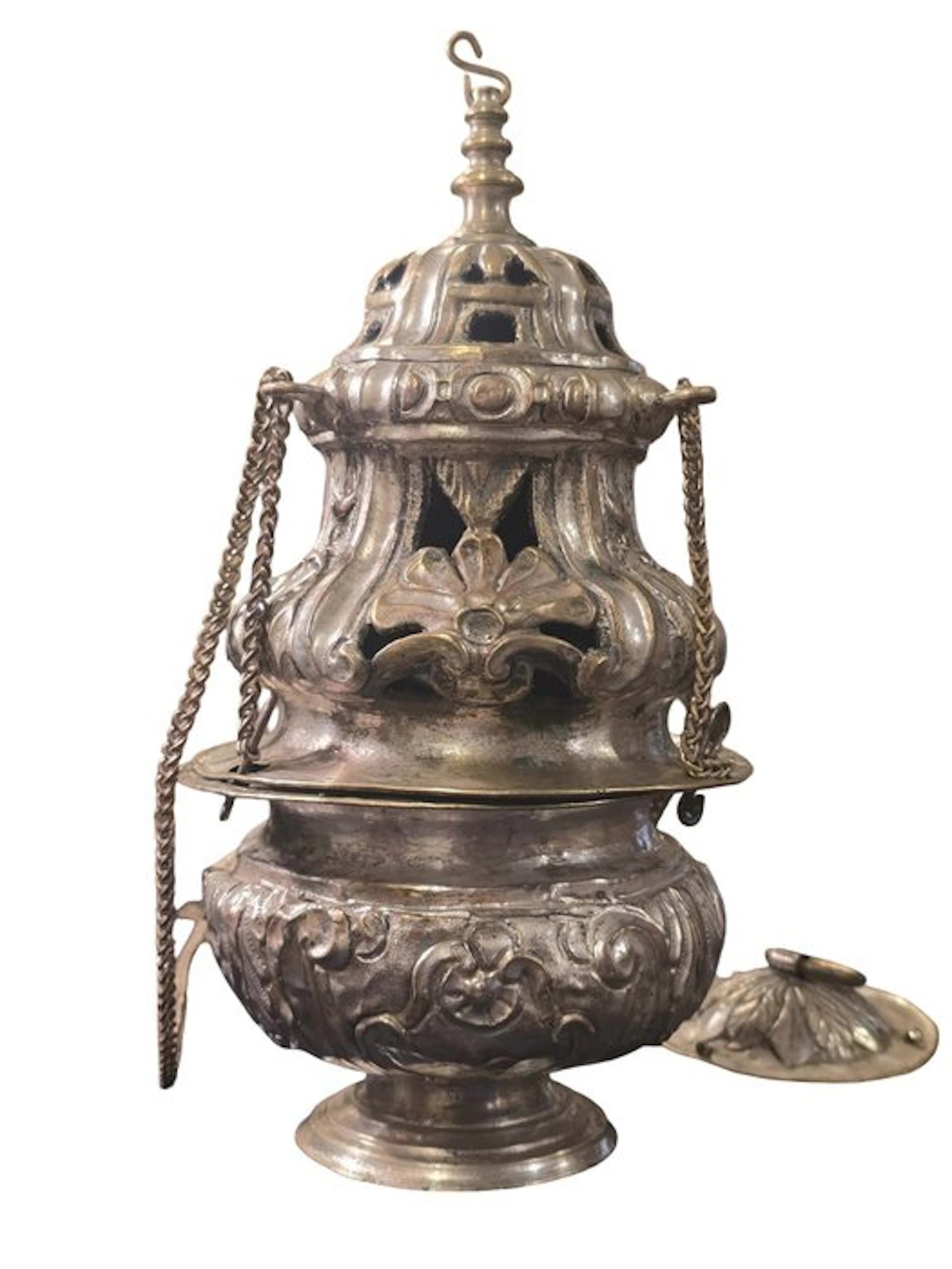 Thurible - silver-plated metal - Ancient thurible church