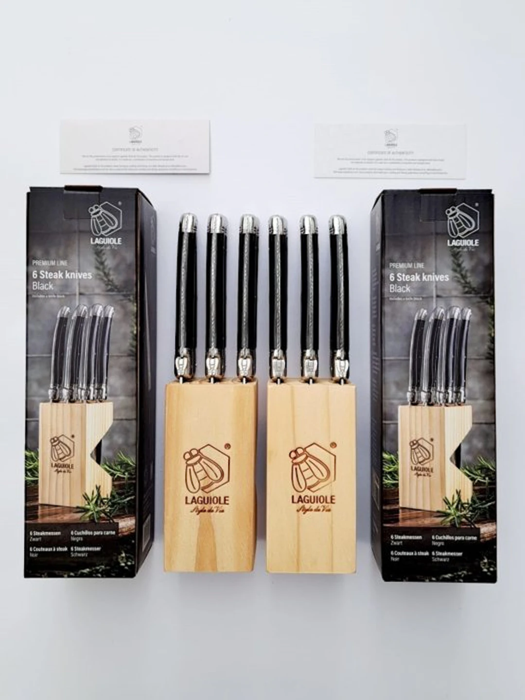 Laguiole - 12x Steak Knives - Black - style de - Table...