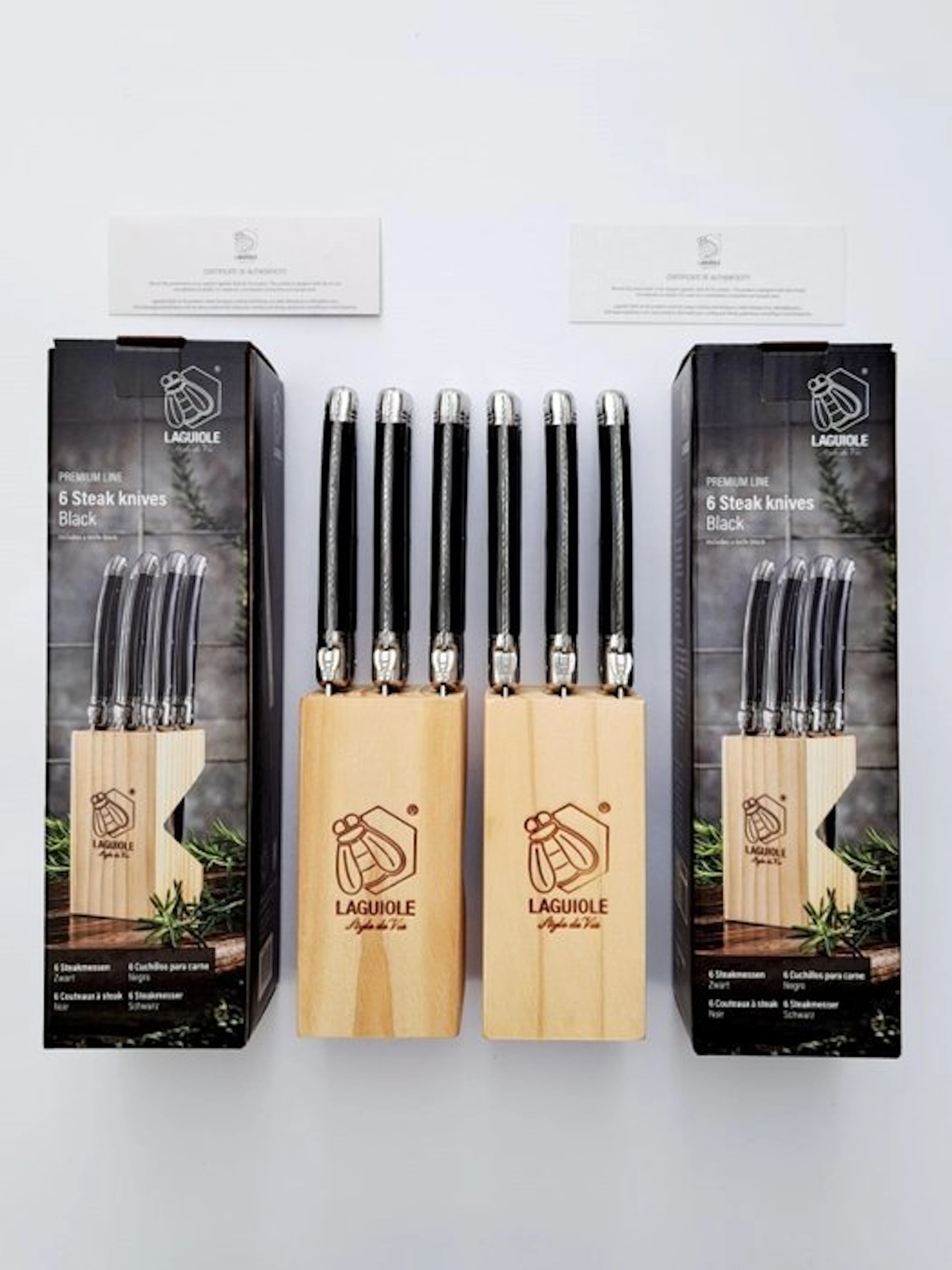 Laguiole - 12x Steak Knives - Black - style de - Table...