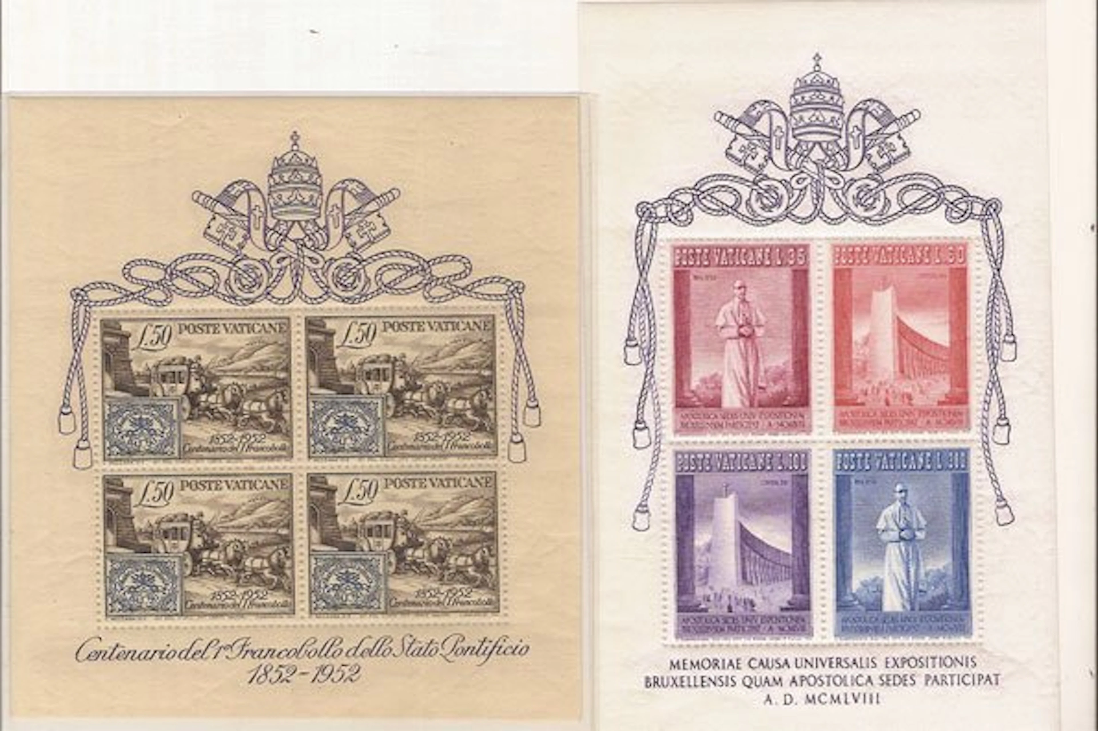 Vatican City 1952/1958 - Pontificate of Pius XII: the two new leaflets